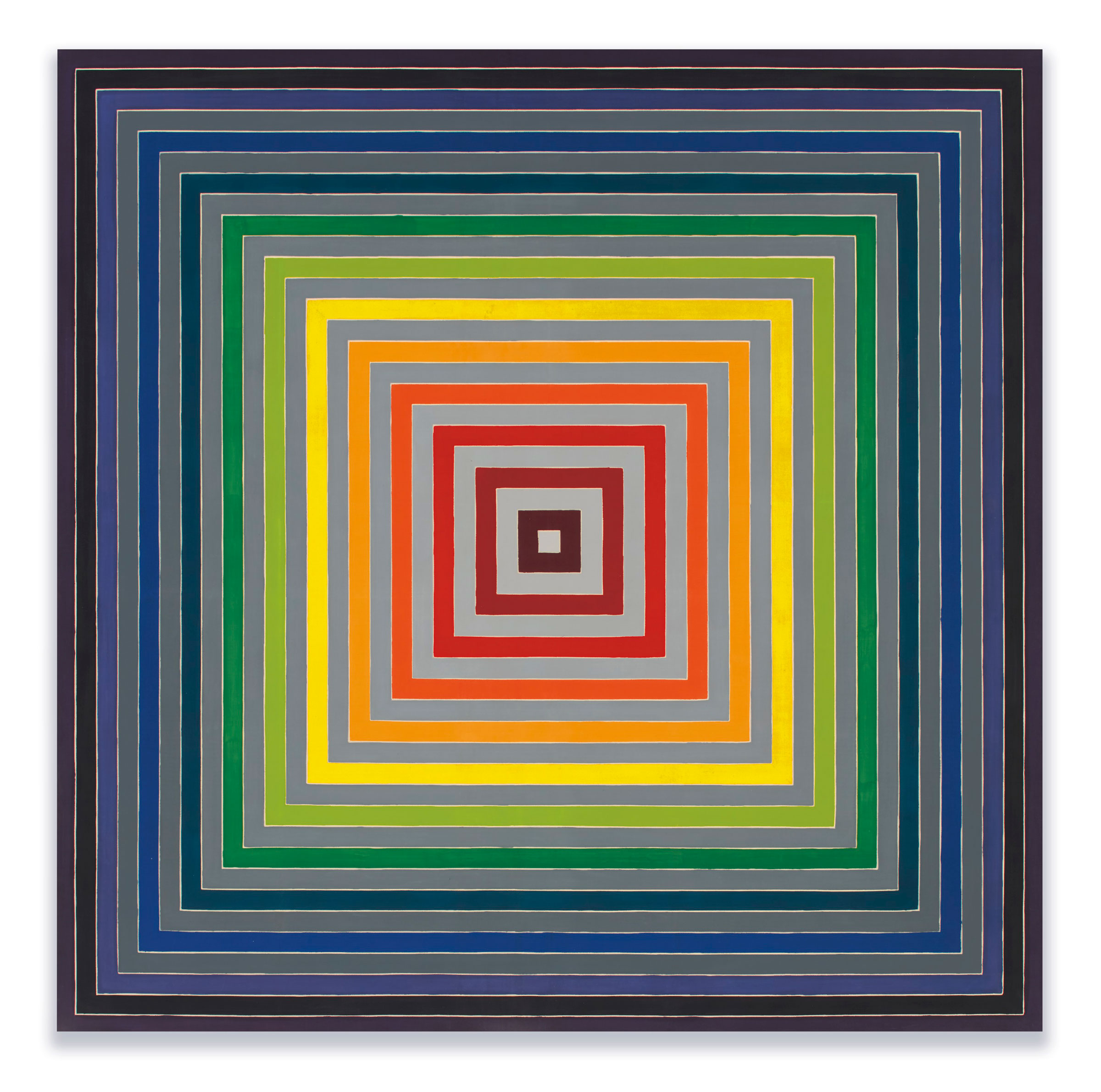 Frank Stella (b. 1936), Lettre sur les aveugles I, 1974. Acrylic on canvas. 141 x 141 in (358.1 x 358.1 cm). Estimate: $5,500,000-7,500,000. Offered in the Post-War and Contemporary Art Evening Sale on 15 May 2019 at Christie&rsquo;s in New York
