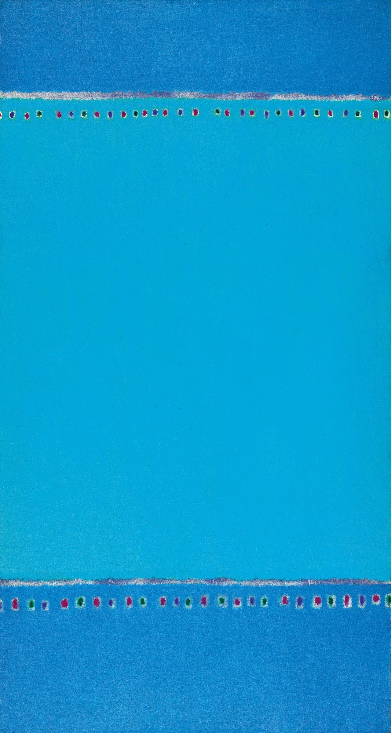 金焕基《4-X-69 第121号》,油彩 棉布,1969年作,168.9 x 88.9公分。此作品于2019年2月27日至3月12日佳士得香港
「韩国艺术之叙录:从青瓷到抽象以至无限」私人洽购展览中呈献。