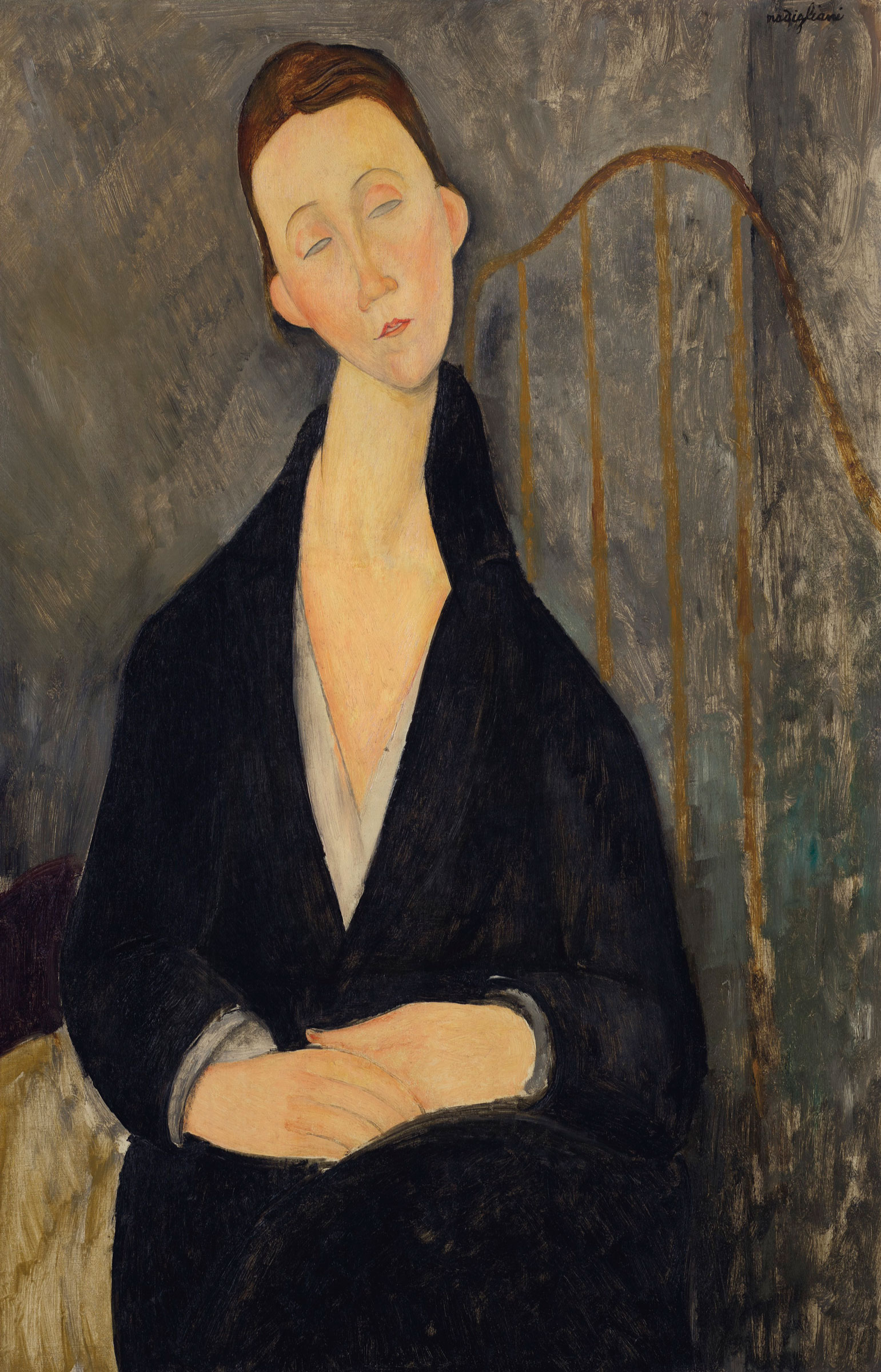 Amedeo Modigliani (1884-1920), Lunia Czechowska (à la robe noire), 1919. 36⅜ x 23⅝ in (92.4 x 60 cm). Sold for $25,245,000 on 13 May 2019 at Christie’s in New York