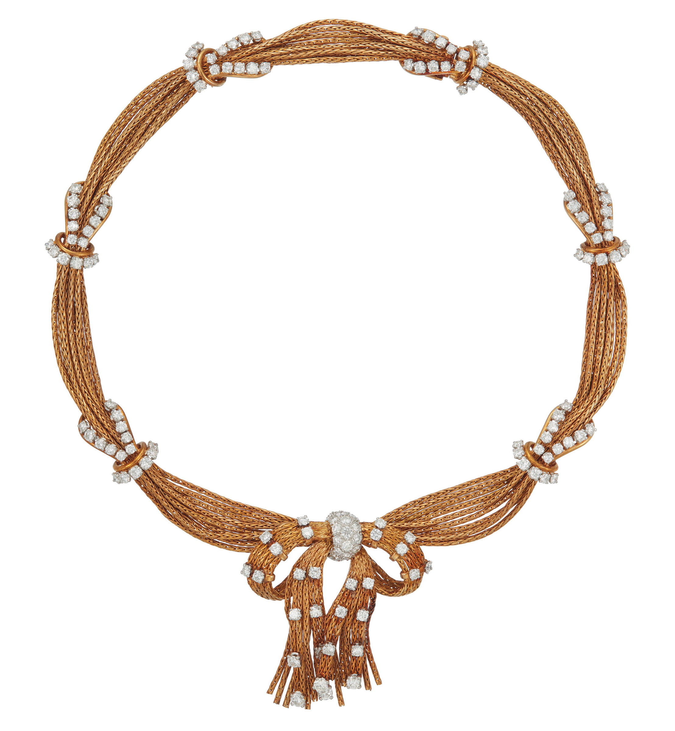 A gold and diamond necklace by Raymond Yard. Sold for $13,750 on 16 April 2019 at Christie’s in New York