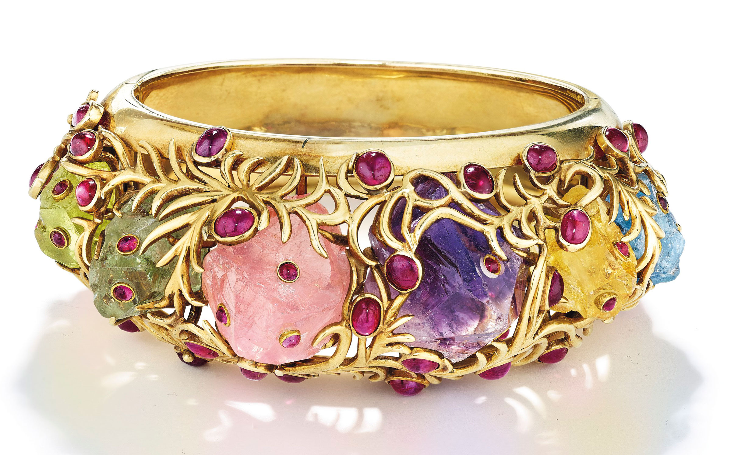 A multi-gem and gold bracelet by Jean Schlumberger. Estimate: $30,000-50,000. Offered in Magnificent Jewels on 16 April at Christie’s in New York