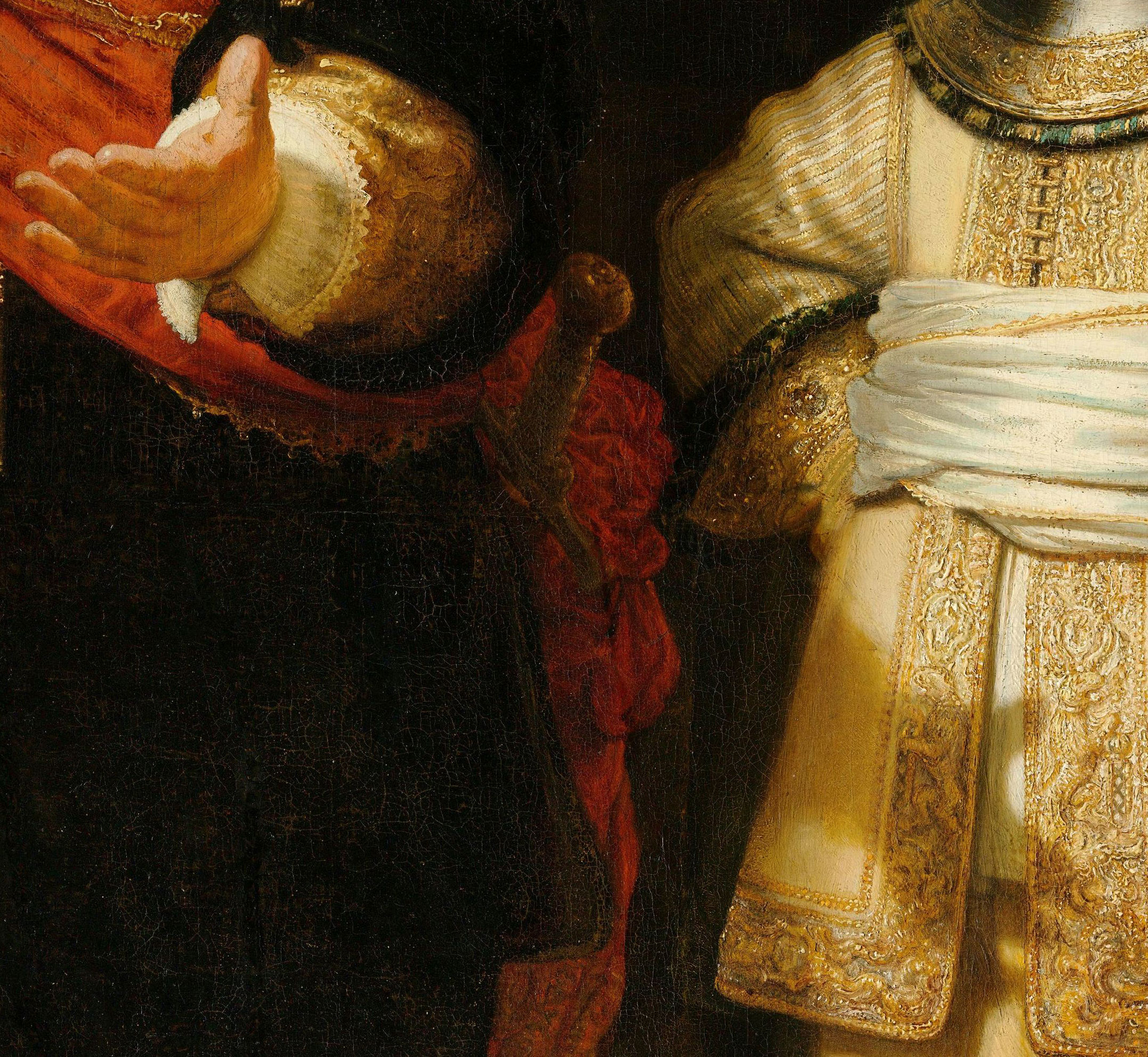 Detail from The Night Watch: the shadow cast by Frans Banninck Cocq’s left hand. Photo: Courtesy Rijksmuseum, Amsterdam