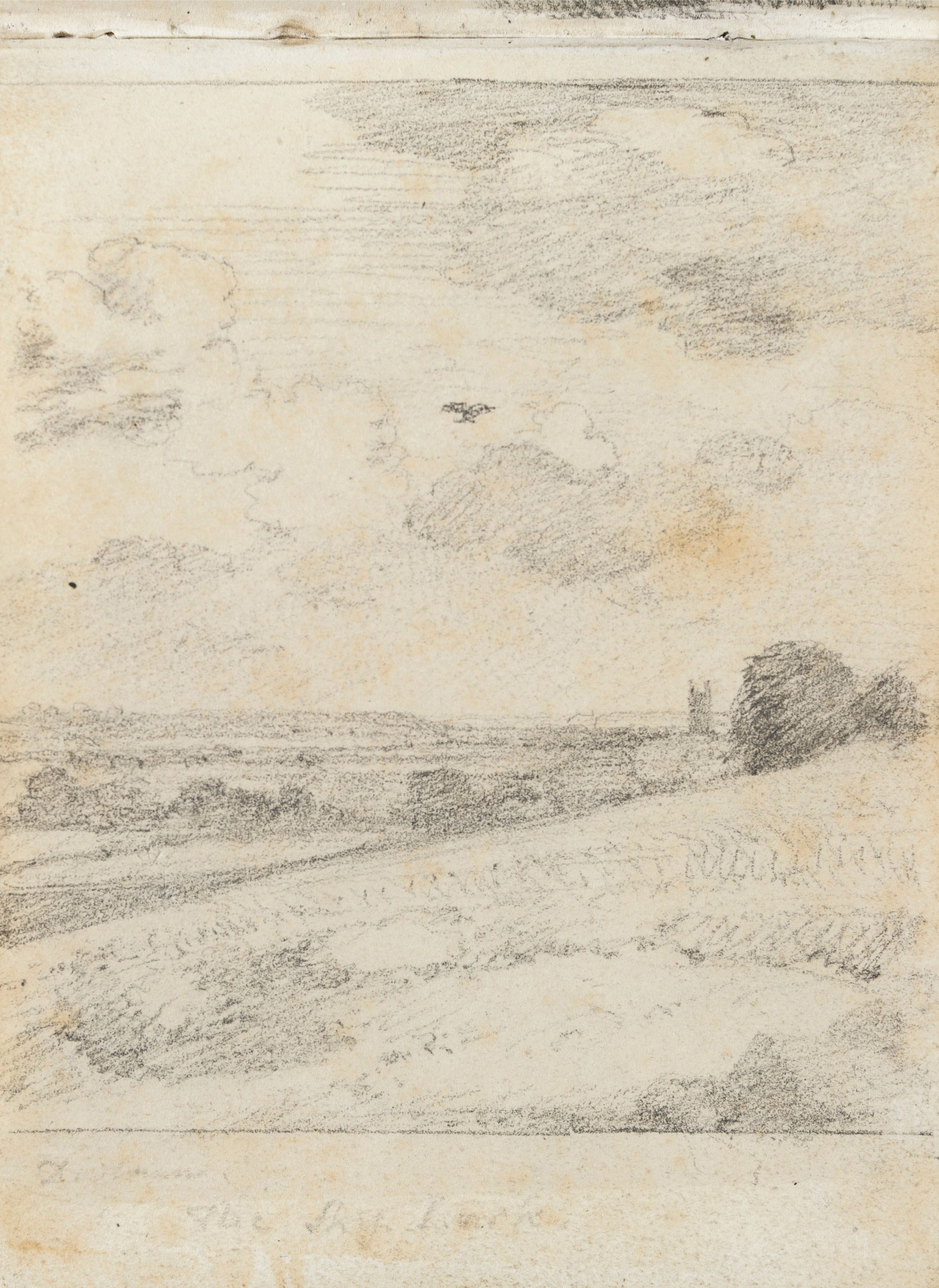 Constable's 1813 drawing of Dedham Vale with a skylark, Victoria and Albert Museum, London