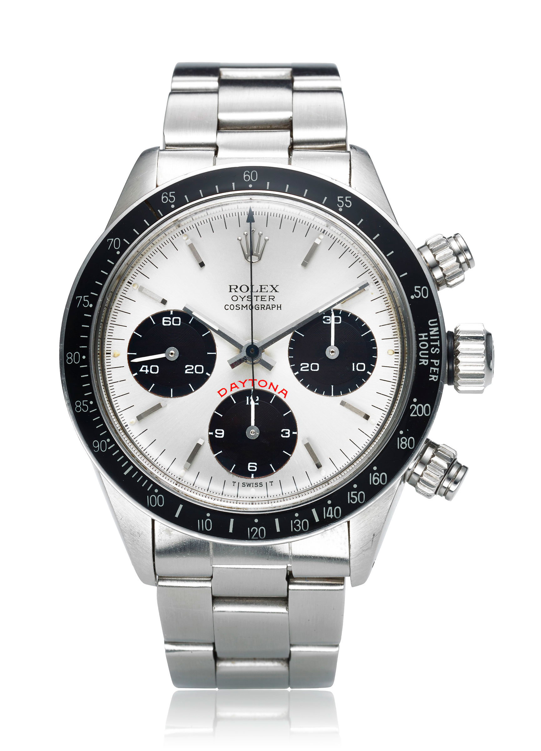 Rolex, Daytona ‘Big Red’, ref. 6263. Estimate: $80,000-120,000. Offered in Christie’s Watches Online: A Time to Remember, 23 April to 7 May