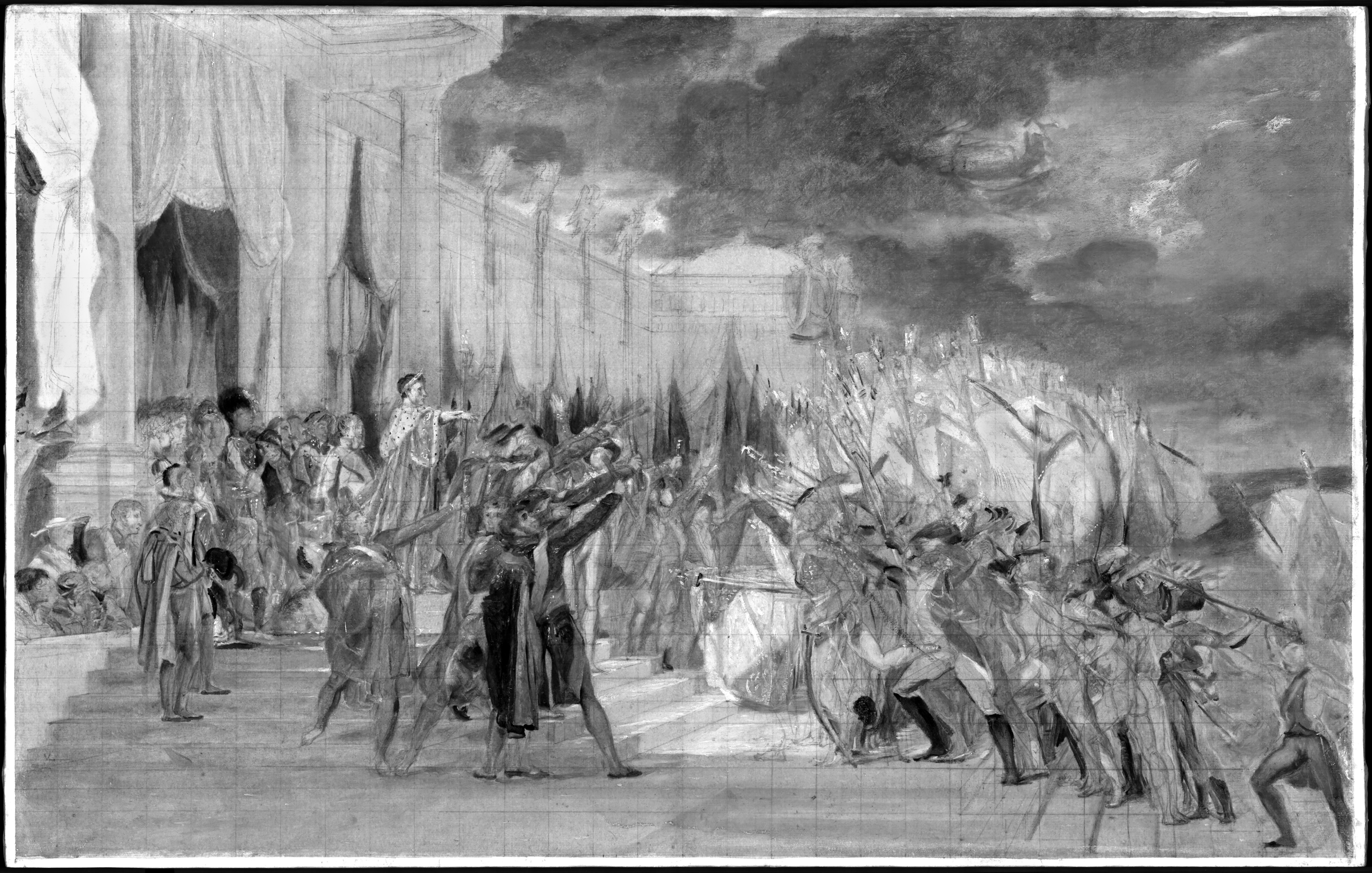 The infrared reflectography results show the soldiers&rsquo; unclothed torsos and David&rsquo;s gridlines&nbsp;