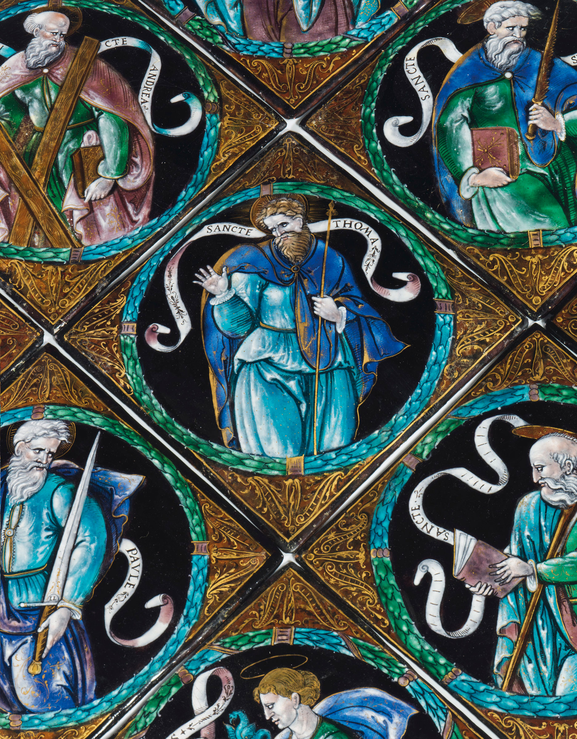 Léonard Limosin (circa 1505-1575/1577), circa 1550, a set of ten parcel-gilt polychrome square enamel plaques of apostles. Sold for £323,250 in Masterpieces from a Rothschild Collection on 4 July at Christie’s London