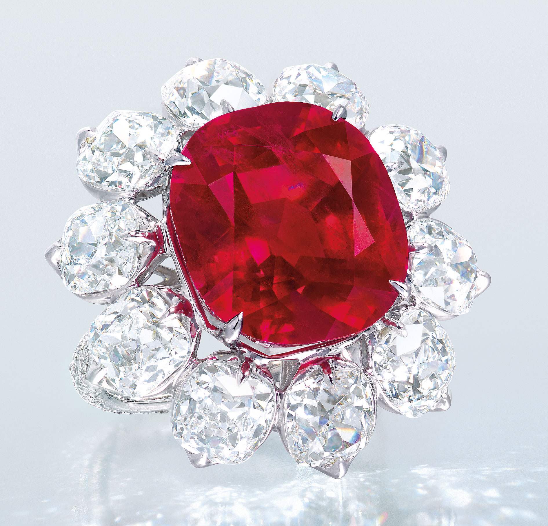 An extraordinary ruby and diamond ring. Sold for HK$141,800,000 on 1 December 2015 at Christie&rsquo;s in Hong Kong