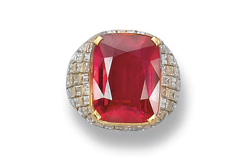 A magnificent and rare ruby ring by Bulgari. Sold for CHF 4,724,000 on 15 February 2006 at Christie’s in St. Moritz, Palace Hotel