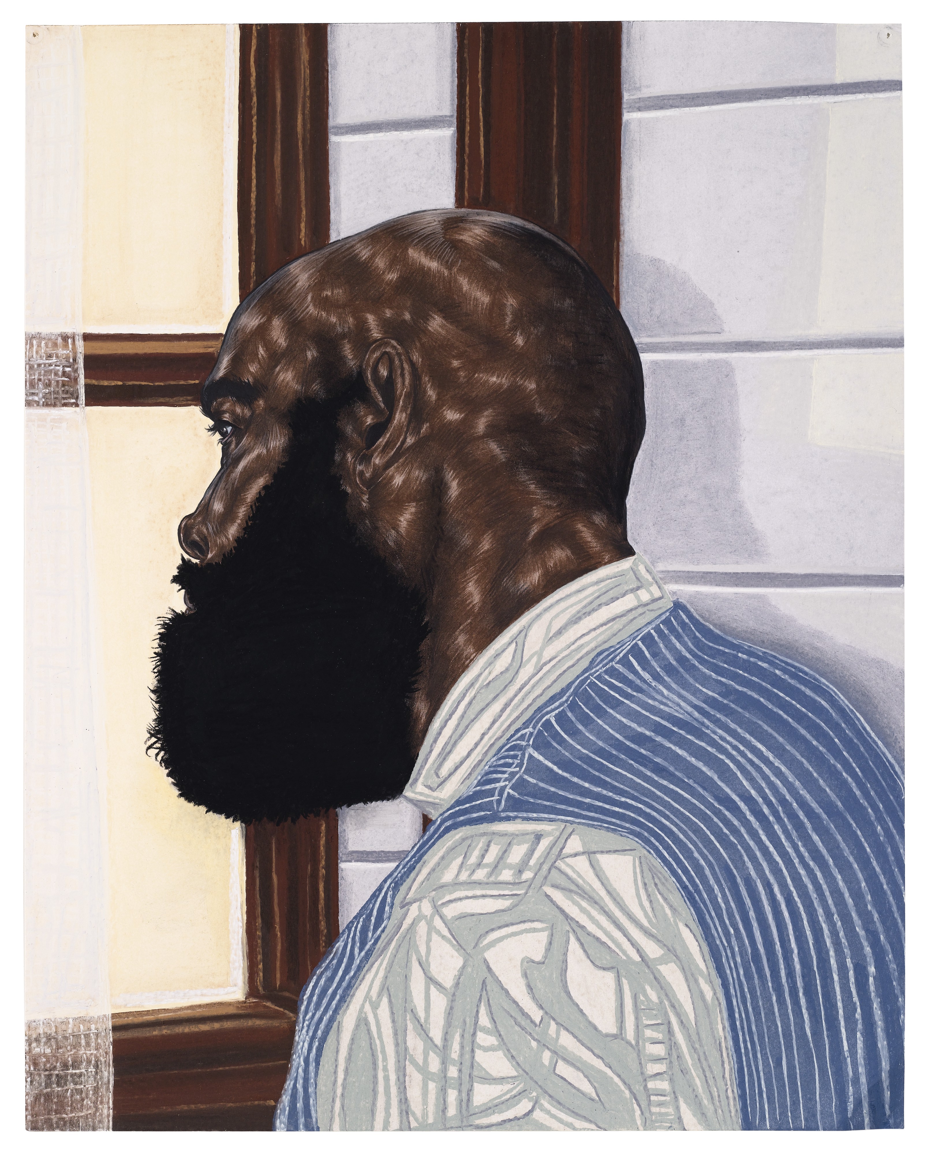 Toyin Ojih Odutola (b. 1985),&nbsp;Manifesto, 2017. Charcoal, pastel and pencil on paper. 24 x 19 in (60.9 x 48.25 cm). Estimate: &pound;60,000-80,000. Offered in Post-War and Contemporary Art Day Auction on 5 October 2019 at Christie&rsquo;s in London