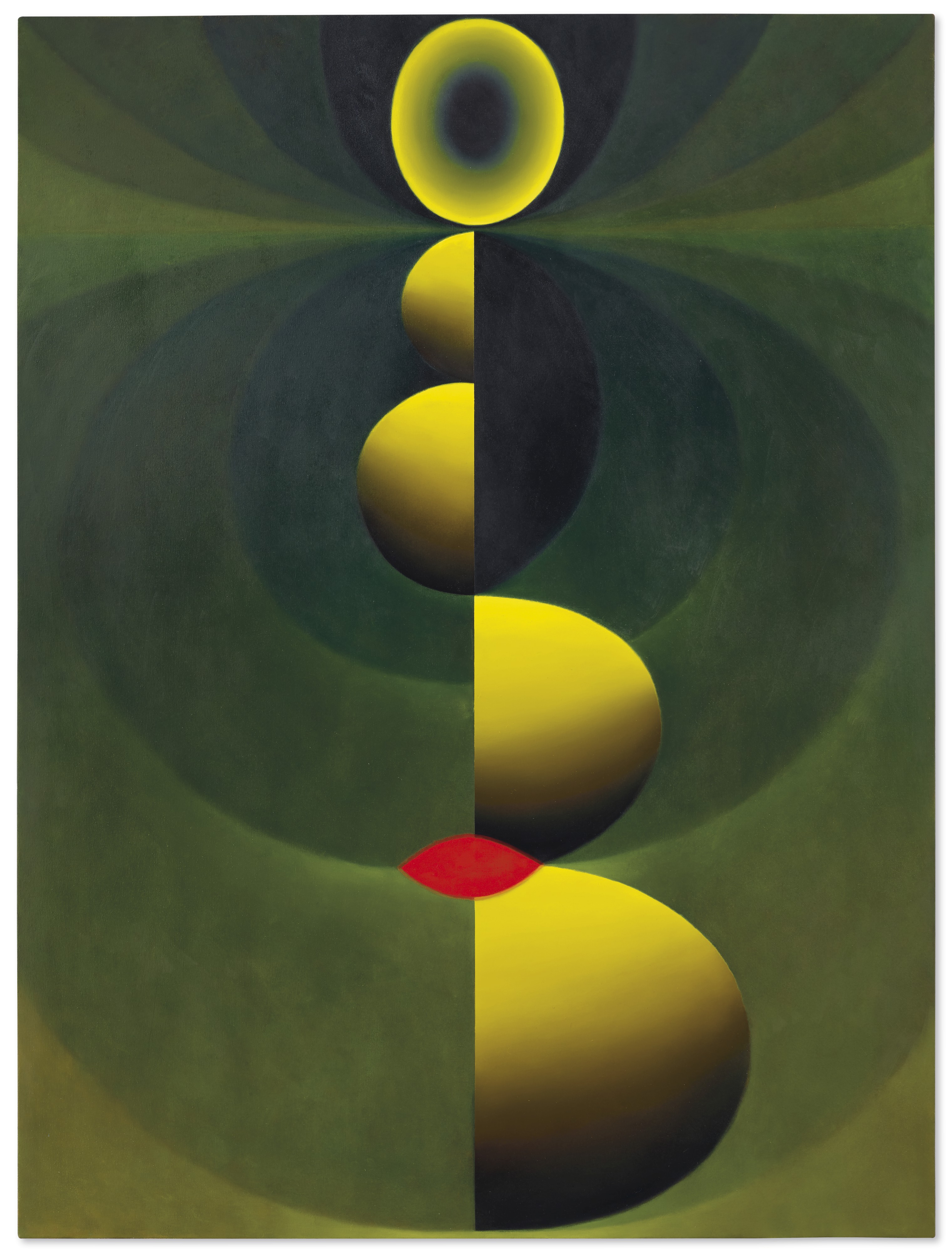 Loie Hollowell (b. 1983), Lady in Green, 2014. Oil on canvas. 64 x 48 in (162.6 x 121.9 cm). Estimate: £50,000-70,000. Offered in Post War and Contemporary Art Evening Auction on 4 October 2019 at Christie’s in London