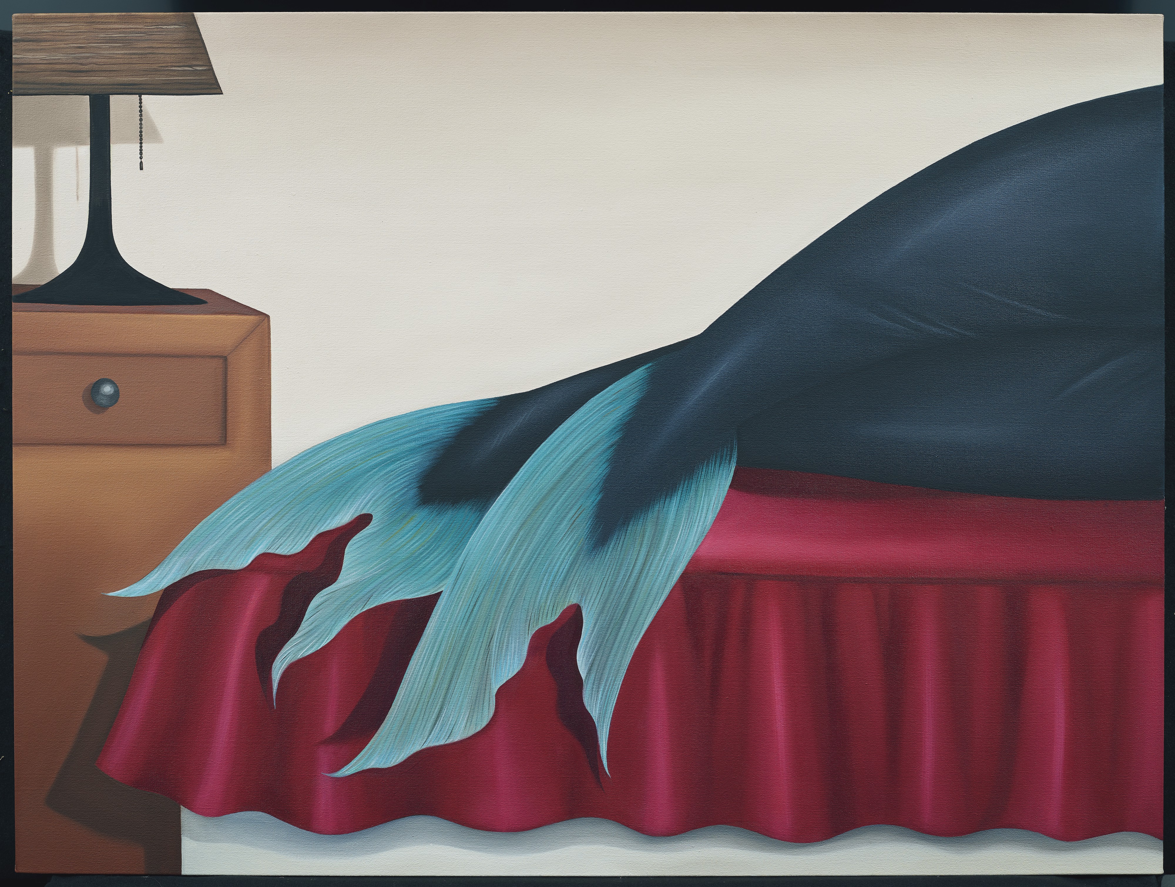 Julie Curtiss (b. 1982) Hotel, 2018. Acrylic and oil on canvas. 30 x 40⅛ in (76 x 102 cm). Estimate: £40,000-60,000. Offered in Post-War and Contemporary Art Day Auction on 5 October 2019 at Christie’s in London