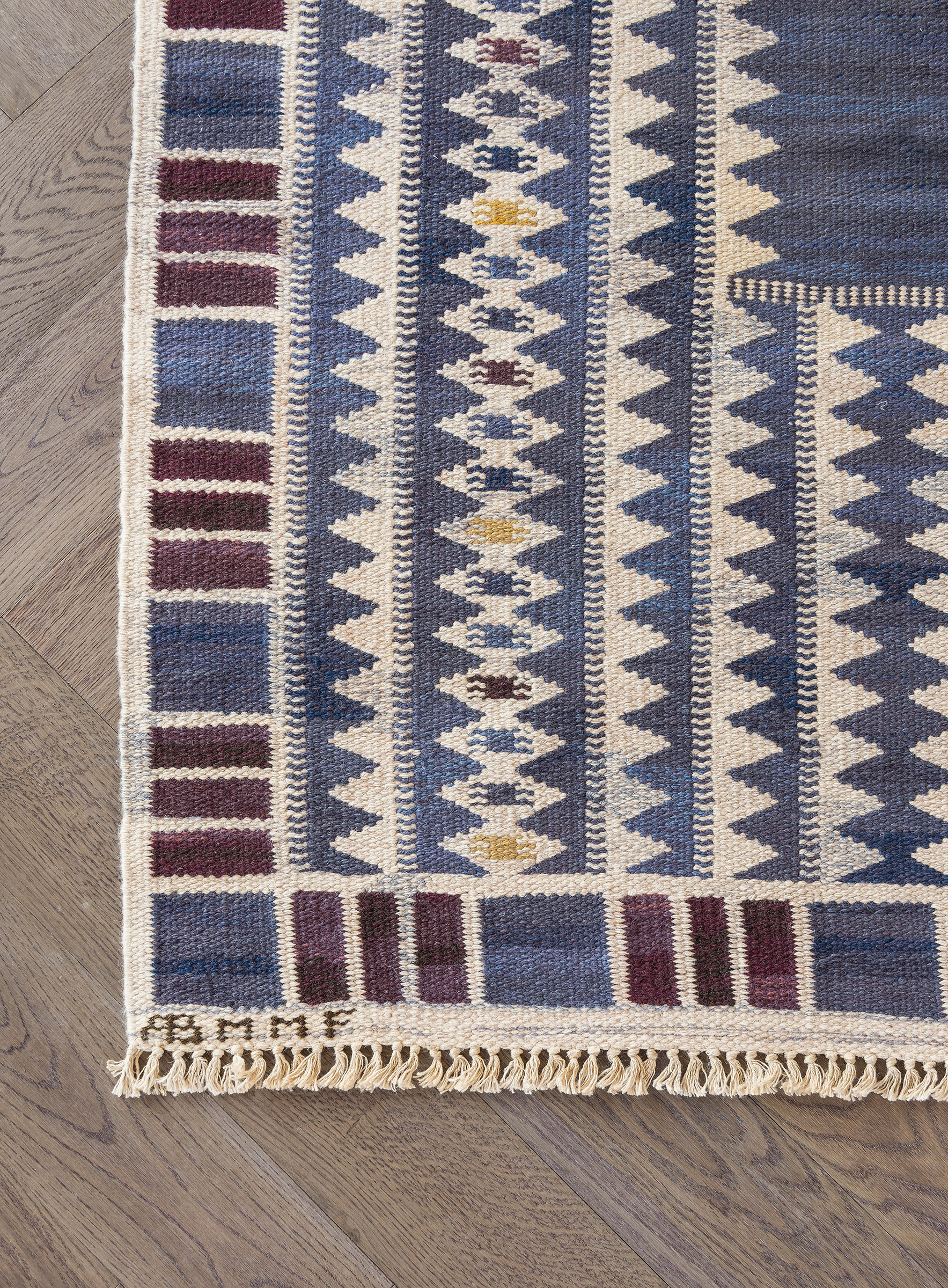 Barbro Nilsson (1899-1983), A&nbsp;Salerno bl&aring; carpet, designed 1948. 112&frac34; x 91⅜ in (286 x 232 cm). Estimate: &pound;15,000-20,000. Offered in Design on 16 October 2019 at Christie&rsquo;s in London