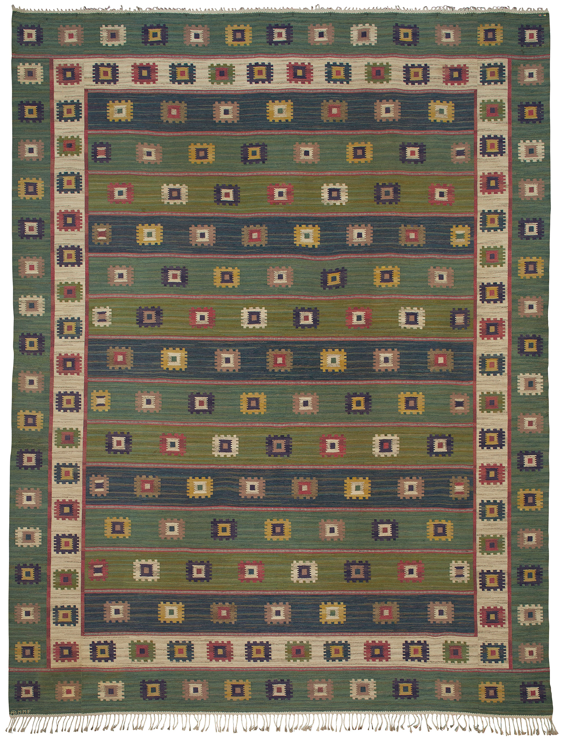 M&auml;rta M&aring;&aring;s-Fjetterstr&ouml;m&rsquo;s (1873-1941), An important&nbsp;Gr&ouml;n &Auml;ng carpet, designed 1928, executed 1947. Estimate: &pound;40,000-60,000. Offered in Design on 16 October 2019 at Christie&rsquo;s in London