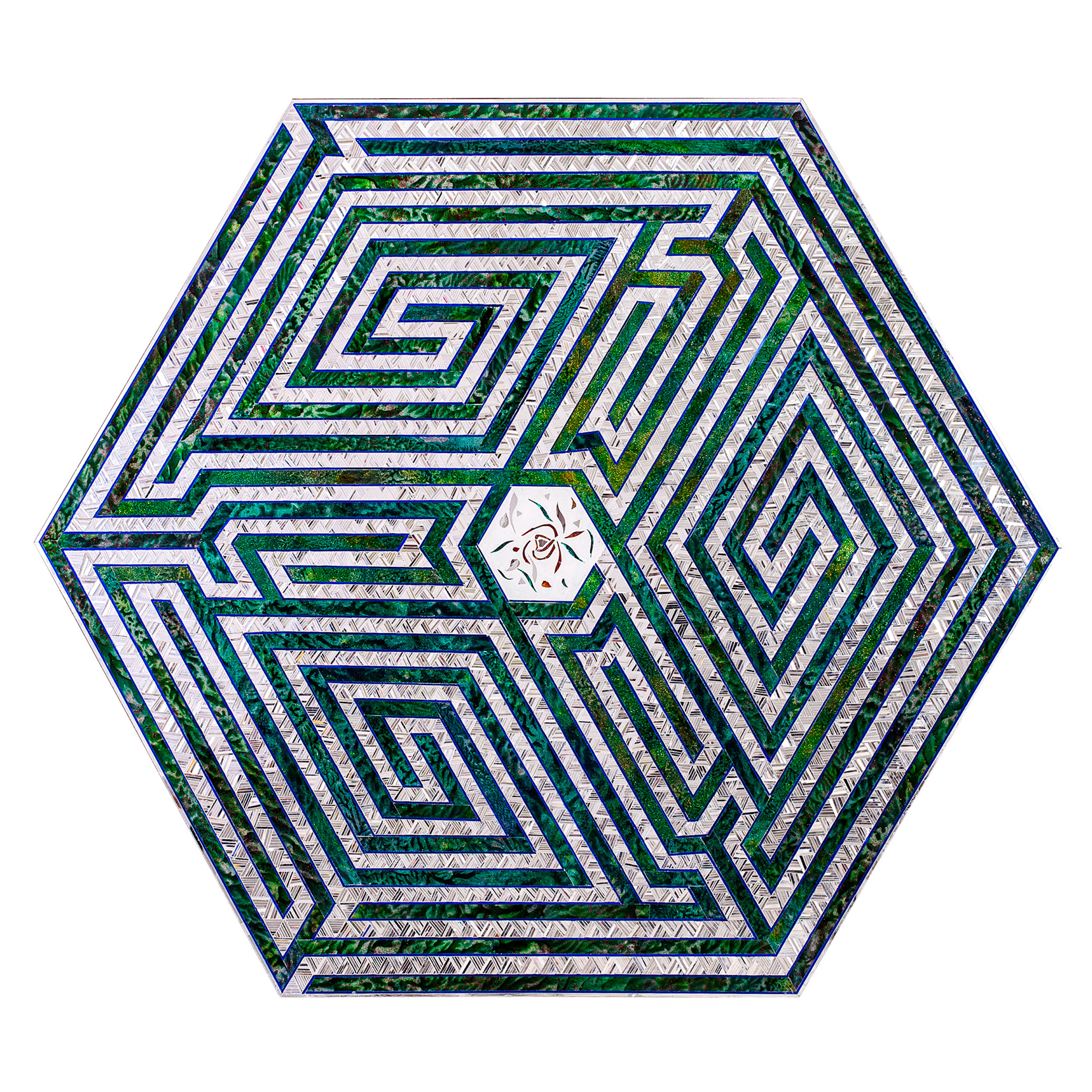Monir Farmanfarmaian (1924-2019), Hexagon (Maze), 2012. Sunset, Sunrise retrospective at Sharjah Art Foundation. &copy; Monir Shahroudy Farmanfarmaian