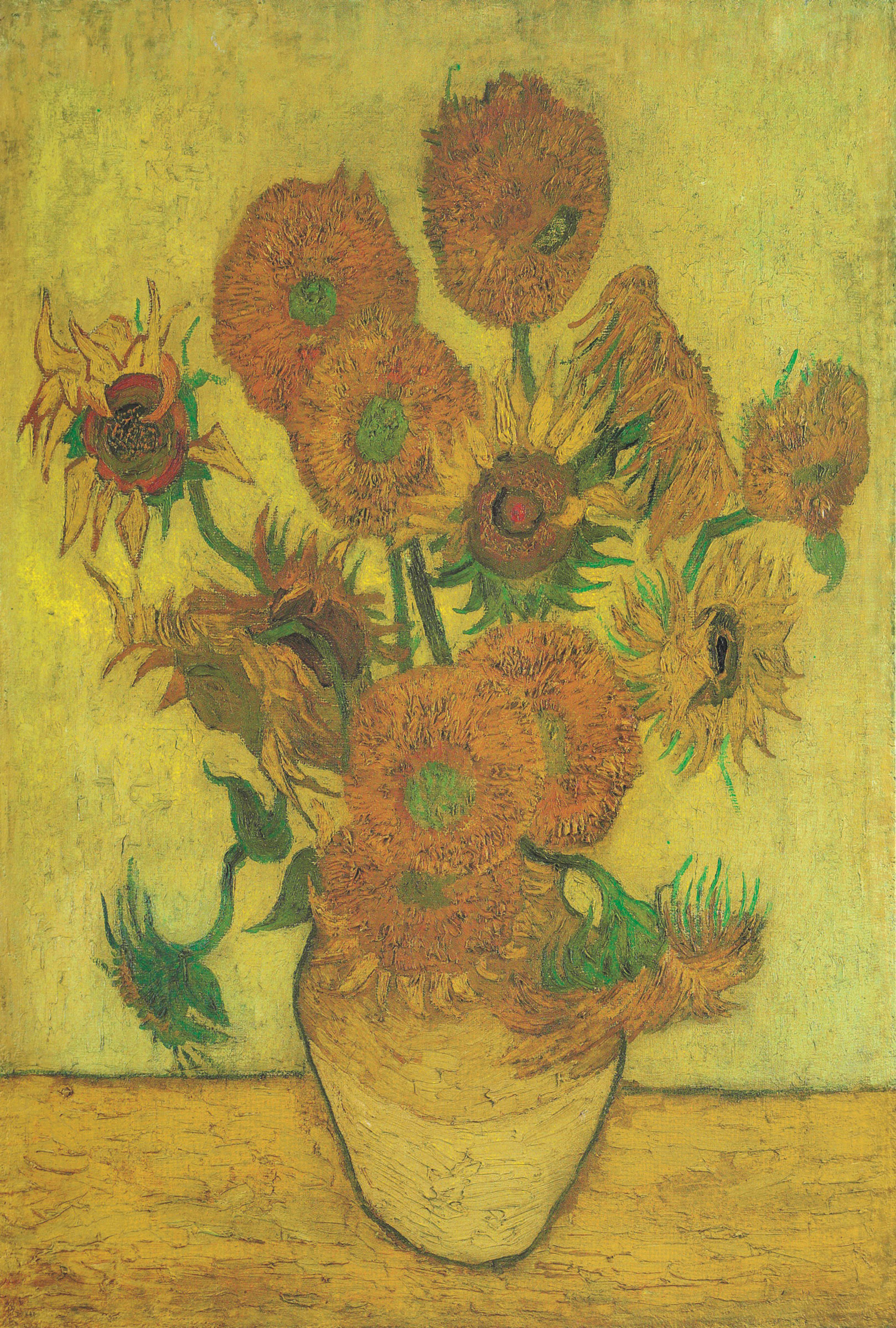文森·梵高,《静物:花瓶里的十五朵向日葵》(1889年作),1987年于佳士得伦敦售出,成交价2,900万英镑,在当时为拍卖史上最昂贵的画作。相片:Bridgeman Images