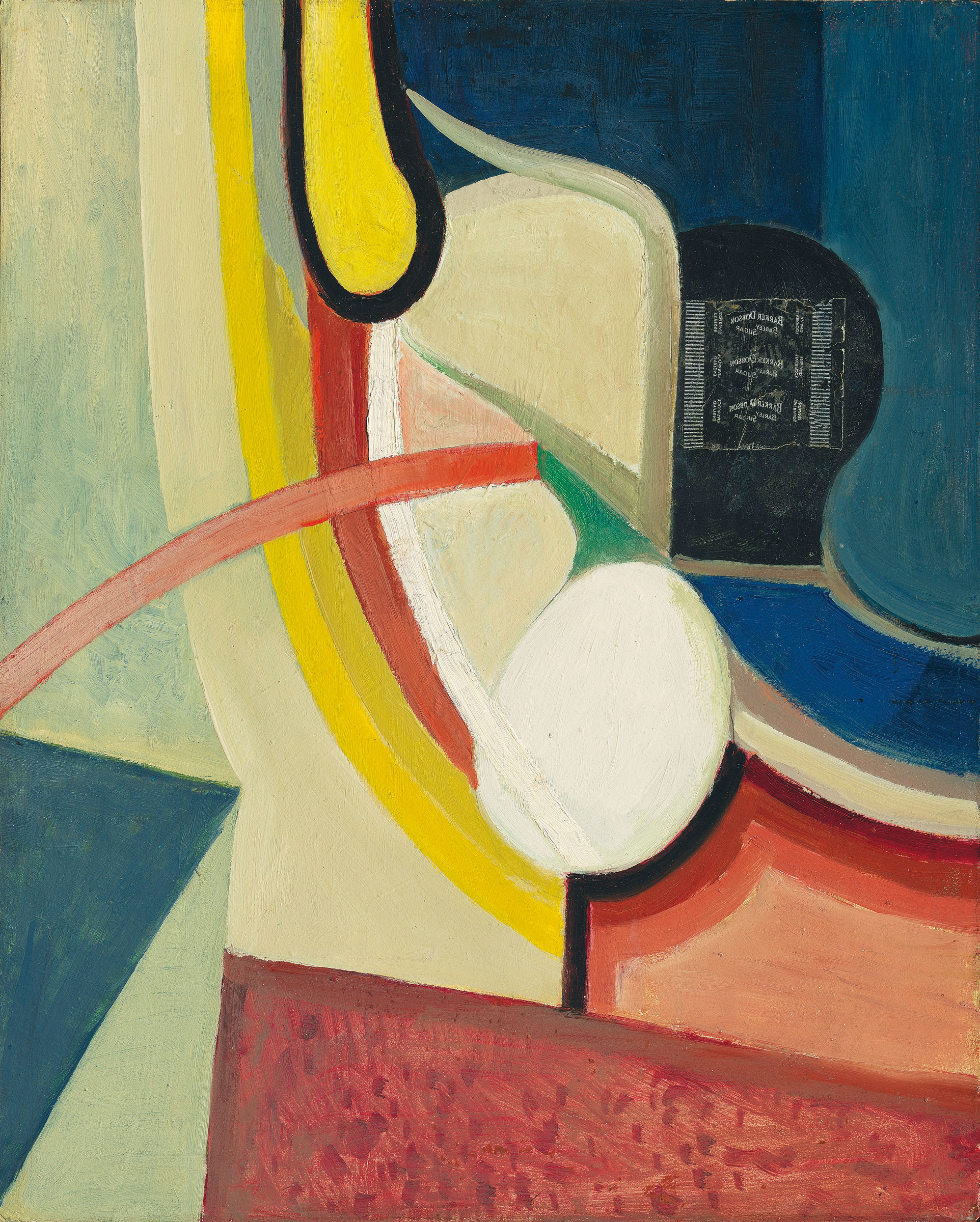 庫爾特·施維特斯(1887-1948),《無題(良好幽默感)》,約1945年作。油彩 拼貼 板。24⅞ x 19⅞吋(63.2 x 50.6公分)。估價:160,000-240,000英鎊。此拍品於2020年2月6日佳士得倫敦印象派及現代藝術日間拍賣呈獻