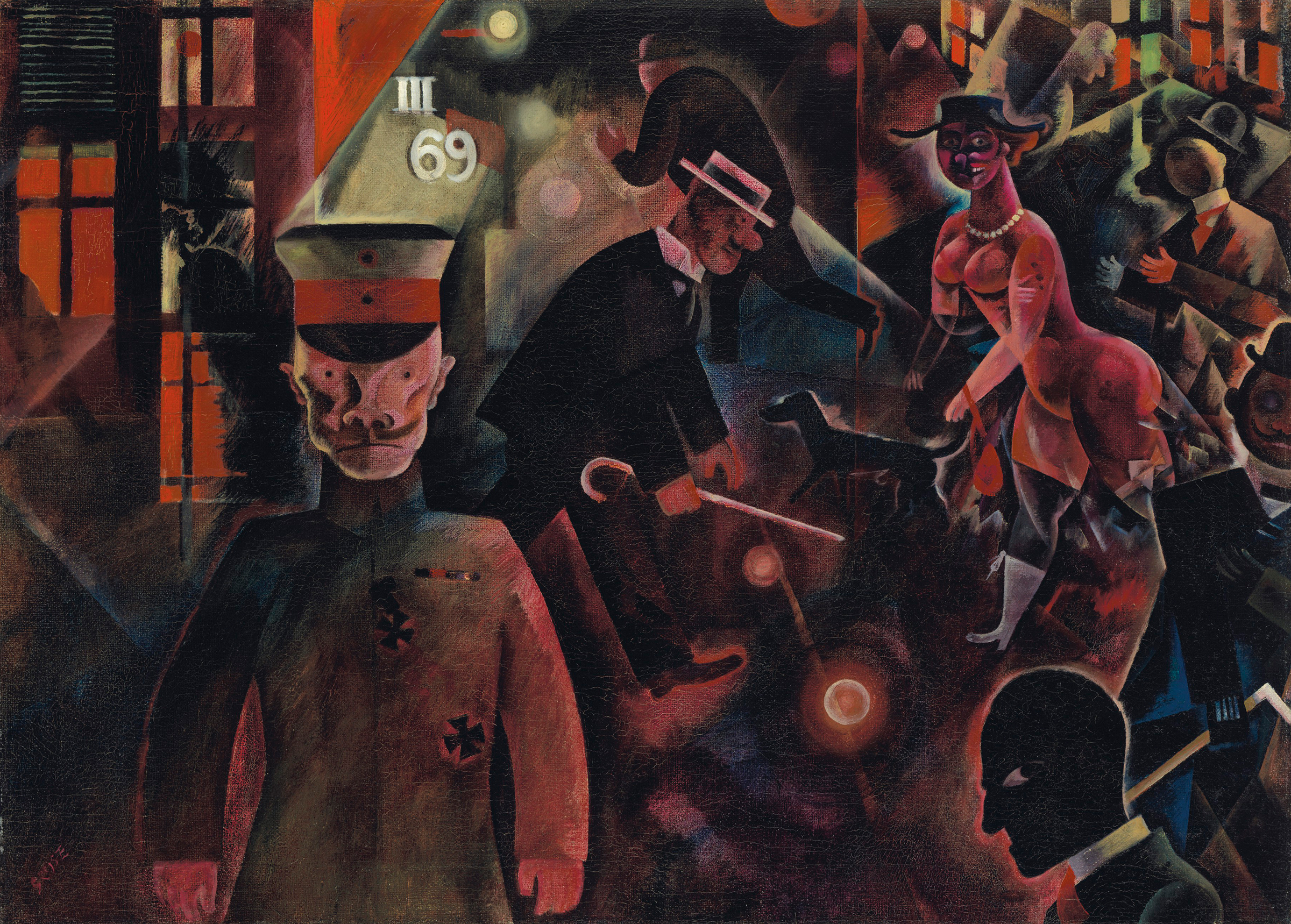 喬治&middot;葛羅茲（1893-1959），《危險道路》，1918年7月作。油彩 畫布，47.3 x 65.3公分，估價︰4,500,000 - 6,500,000英鎊。此拍品將於2020年2月5日佳士得倫敦印象派及現代藝術（晚間拍賣）呈獻