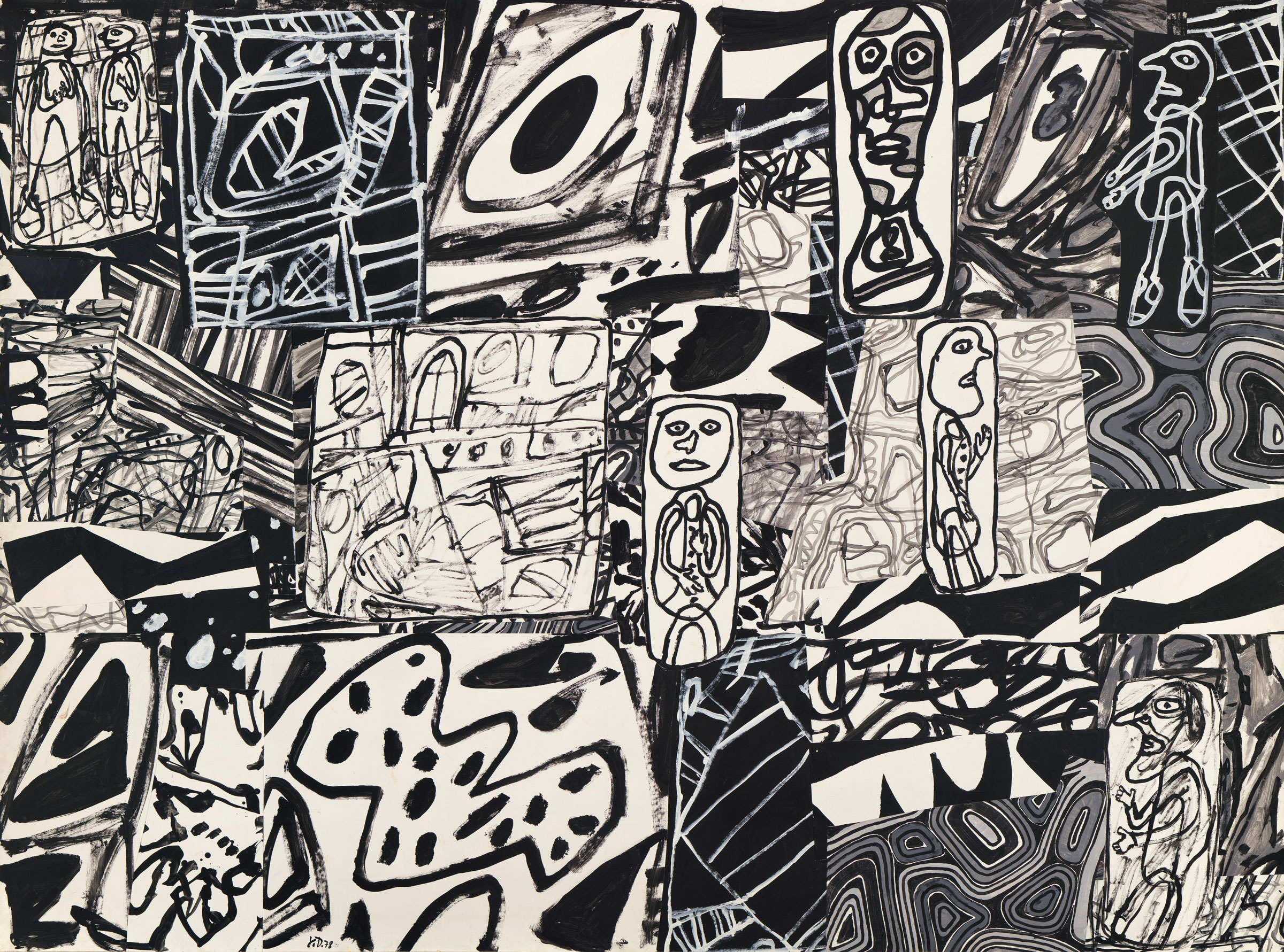 尚·杜布菲(1901-1985),《全景》,1978年1月20日作。壓克力 紙本拼貼 裱於畫布。82¾ x 111⅝ 吋(210.2 x 283.4公分)。估價:2,000,000-3,000,000英鎊。此拍品將於2月12日佳士得倫敦戰後及當代藝術晚間拍賣呈獻