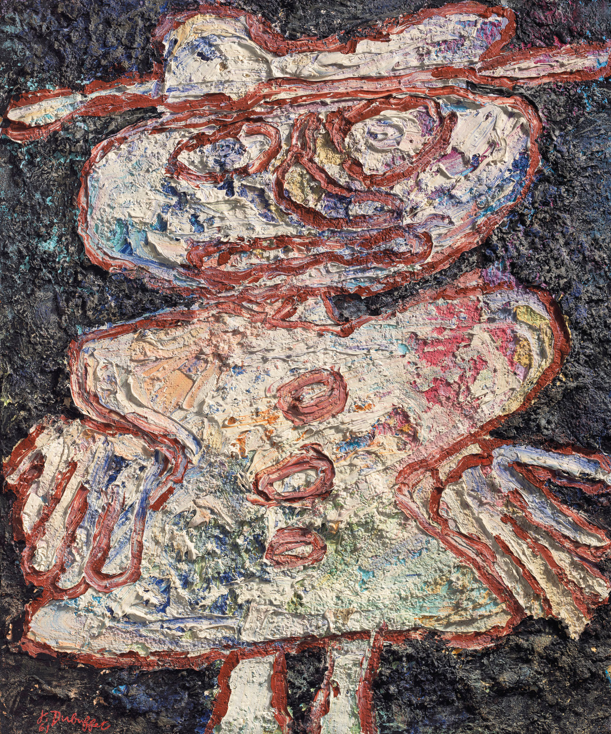 尚·杜布菲(1901-1985),《有鈕釦的裙子》,1961年9月4日作。油彩 板。25½ x 21⅛ 吋(64.7 x 53.7公分)。估價:1,200,000-1,800,000英鎊。此拍品將於2月12日佳士得倫敦戰後及當代藝術晚間拍賣呈獻