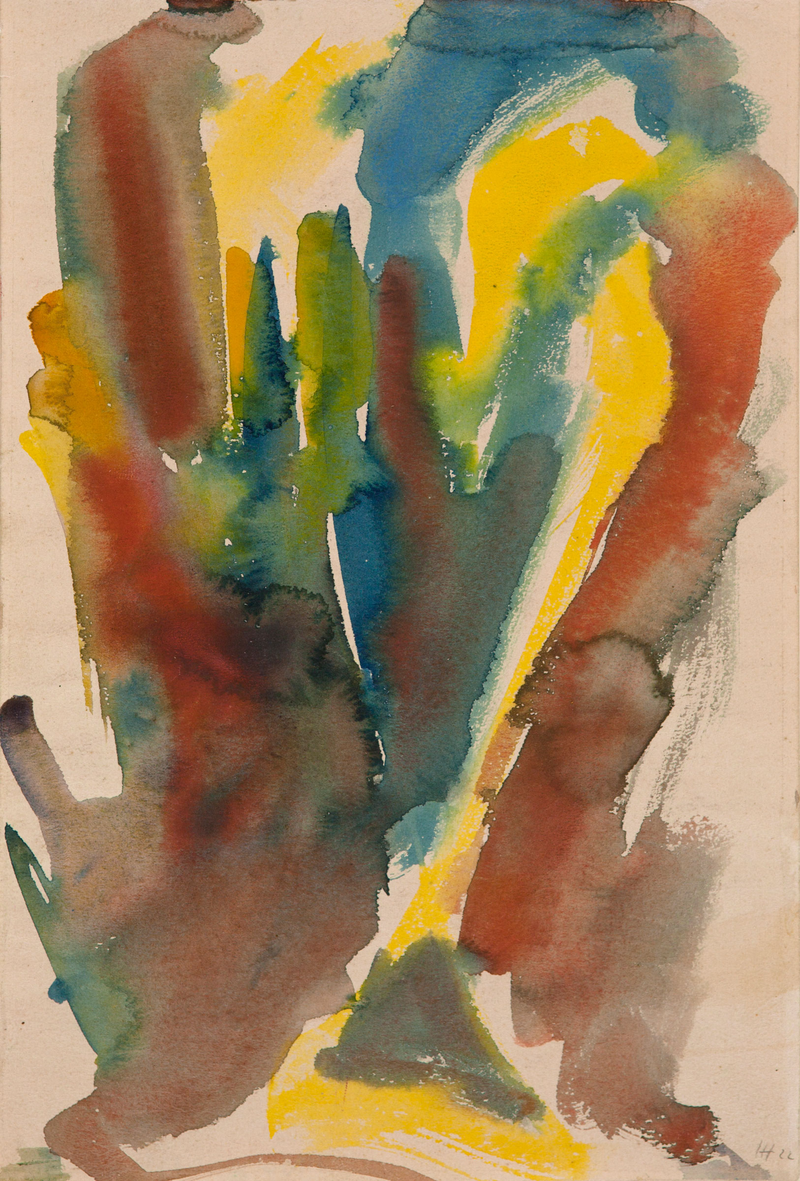 Hans Hartung, Explosif, 1922. Aquarelle on paper. 26.5 x 16.9 cm. Collection Fondation Hartung-Bergman, Antibes. © Hans Hartung, DACS 2020