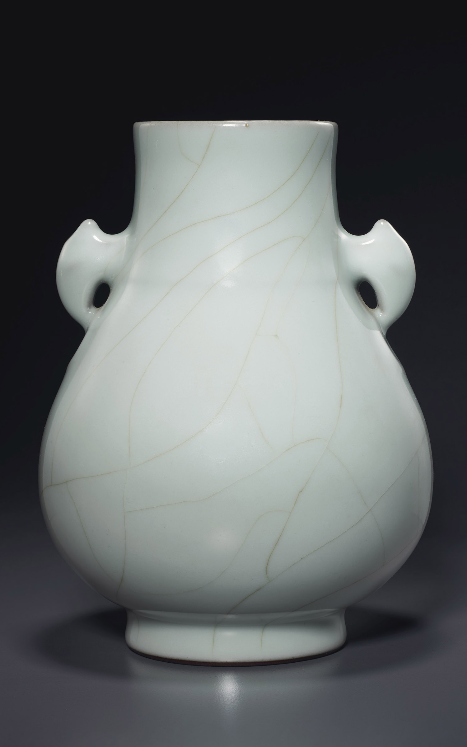 A Guan-type Hu-form vase, China, Qianlong six-character mark in underglaze blue and of the period (1736-1795). 7¾ in (19.7 cm) high. Estimate: $100,000-150,000. Offered in Sacred and Imperial: The James and Marilynn Alsdorf Collection Part I on 24 September at Christie&rsquo;s in New York