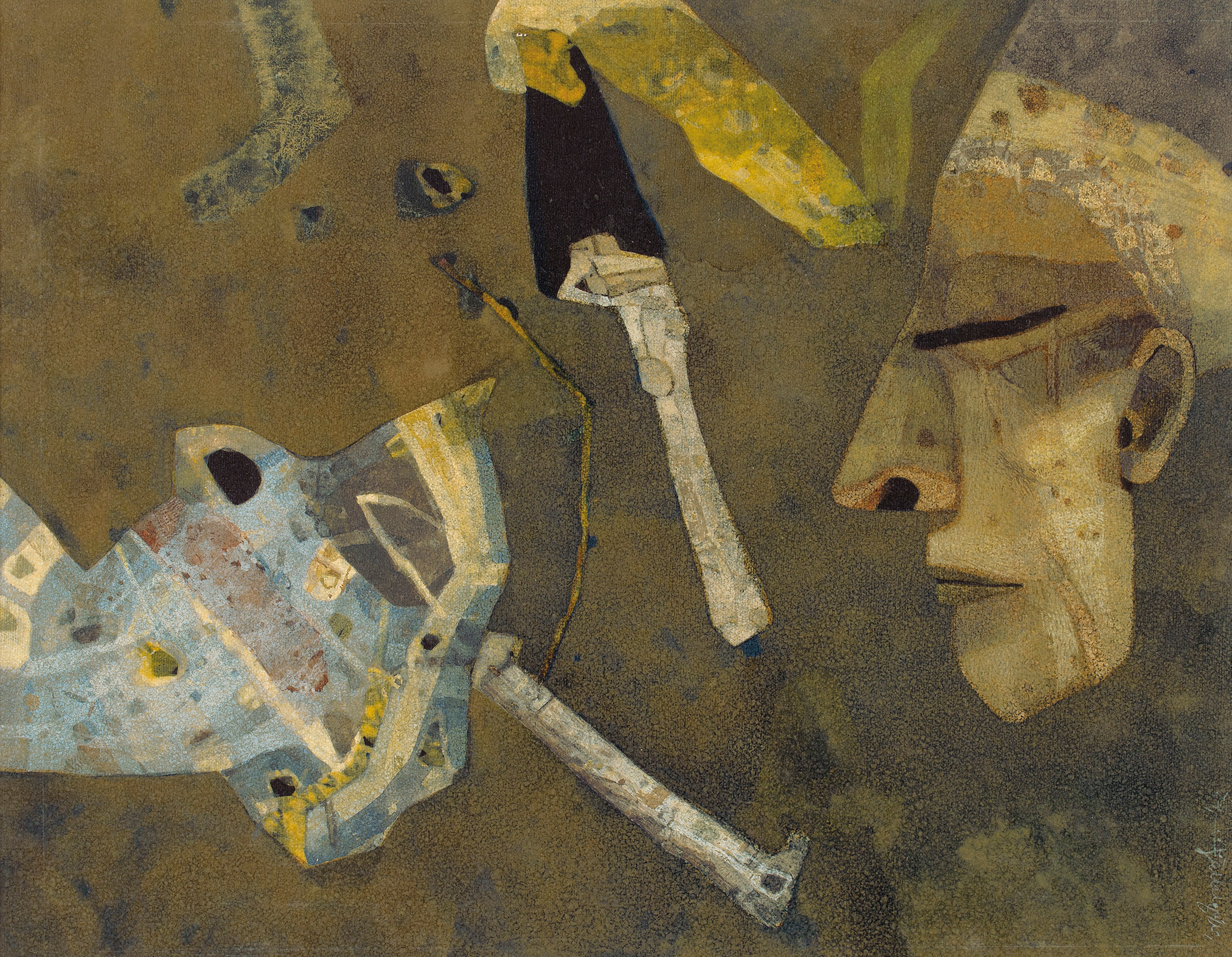 Ganesh Pyne, Relics, 1972. Tempera on canvas. 18 x 14 in (45.7 x 35.6 cm). Estimate $80,000-120,000. Offered in A Lasting Engagement: The Kito and Jane de Boer Collection&nbsp;on 23 September at Christie&rsquo;s in New York