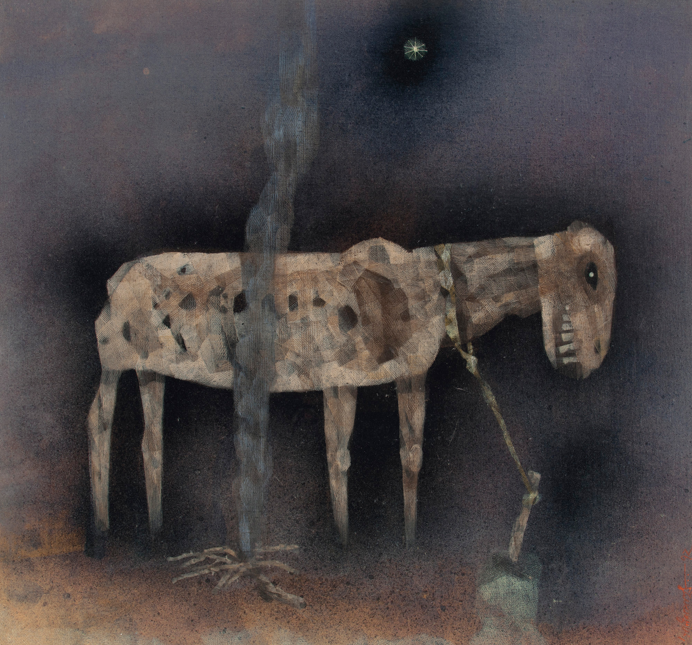 Ganesh Pyne, The Animal, 1972. Tempera on canvas. 21&frac34; x 23&frac14; in (55.2 x 59.1cm). Estimate $100,000-150,000. Offered in A Lasting Engagement: The Kito and Jane de Boer Collection&nbsp;on 23 September at Christie&rsquo;s in New York