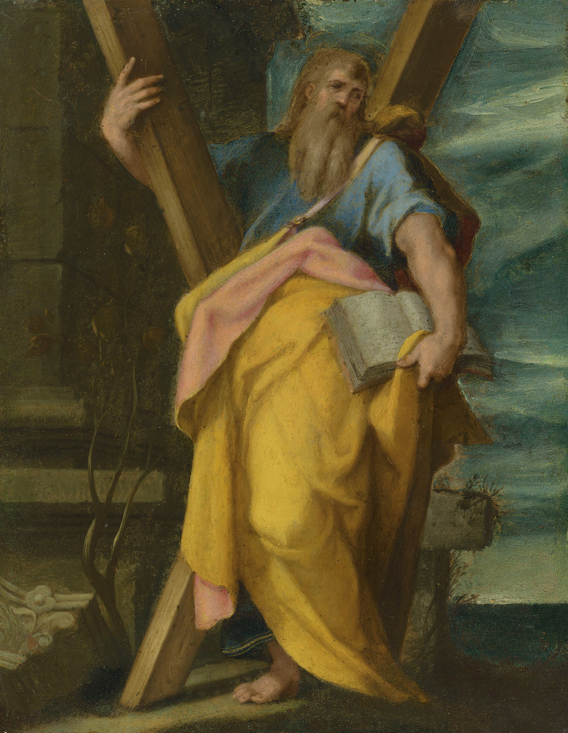 Bartholomeus Spranger (1546-1611), Saint Andrew. Oil on canvas. 11⅜ x 8⅞ in (28.8 x 22.4 cm). Sold for: £162,500 on 5 July 2019 at Christie’s in London