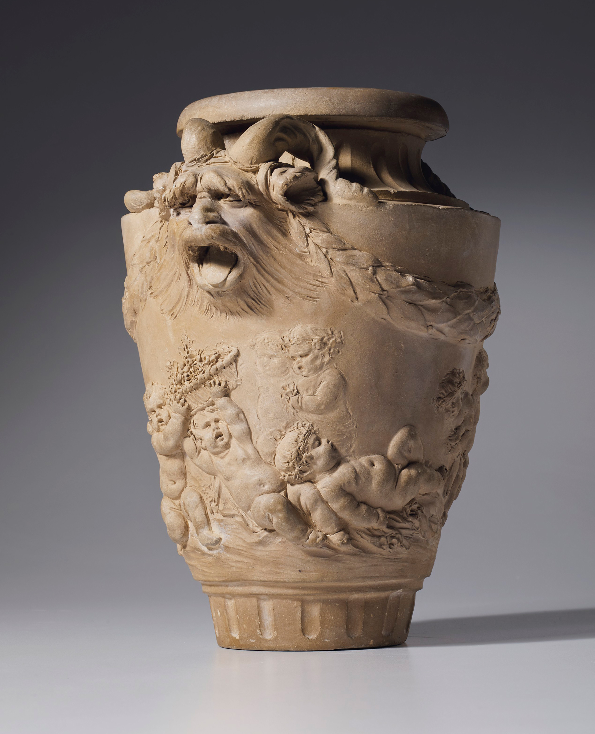 Terracotta vase of putti with grotesque handles, by Claude Michel, called Clodion (1738-1814), probably before or by 1763. Estimate: $100,000-200,000. Offered in Dalva Brothers: Parisian Taste in New York&nbsp;on 22 October at Christie&rsquo;s in New York