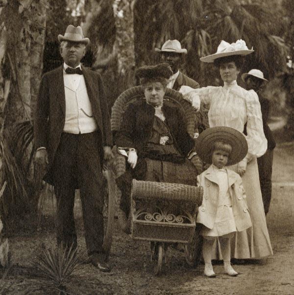 Three generations of the Wanamaker family on vacation in Florida, circa 1904. From left: John Wanamaker, Mary Brown Wanamaker, Mary Brown Wanamaker Warburton and C. Egerton Warburton