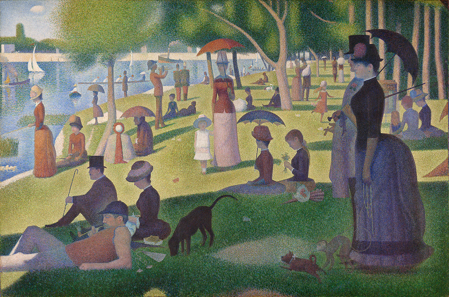 Georges Seurat (1859-1891), A Sunday on La Grande Jatte — 1884, 1884-1886. Oil on canvas. 207.5 x 308.1 cm. Helen Birch Bartlett Memorial Collection. 1926.224. Courtesy of the Art Institute of Chicago