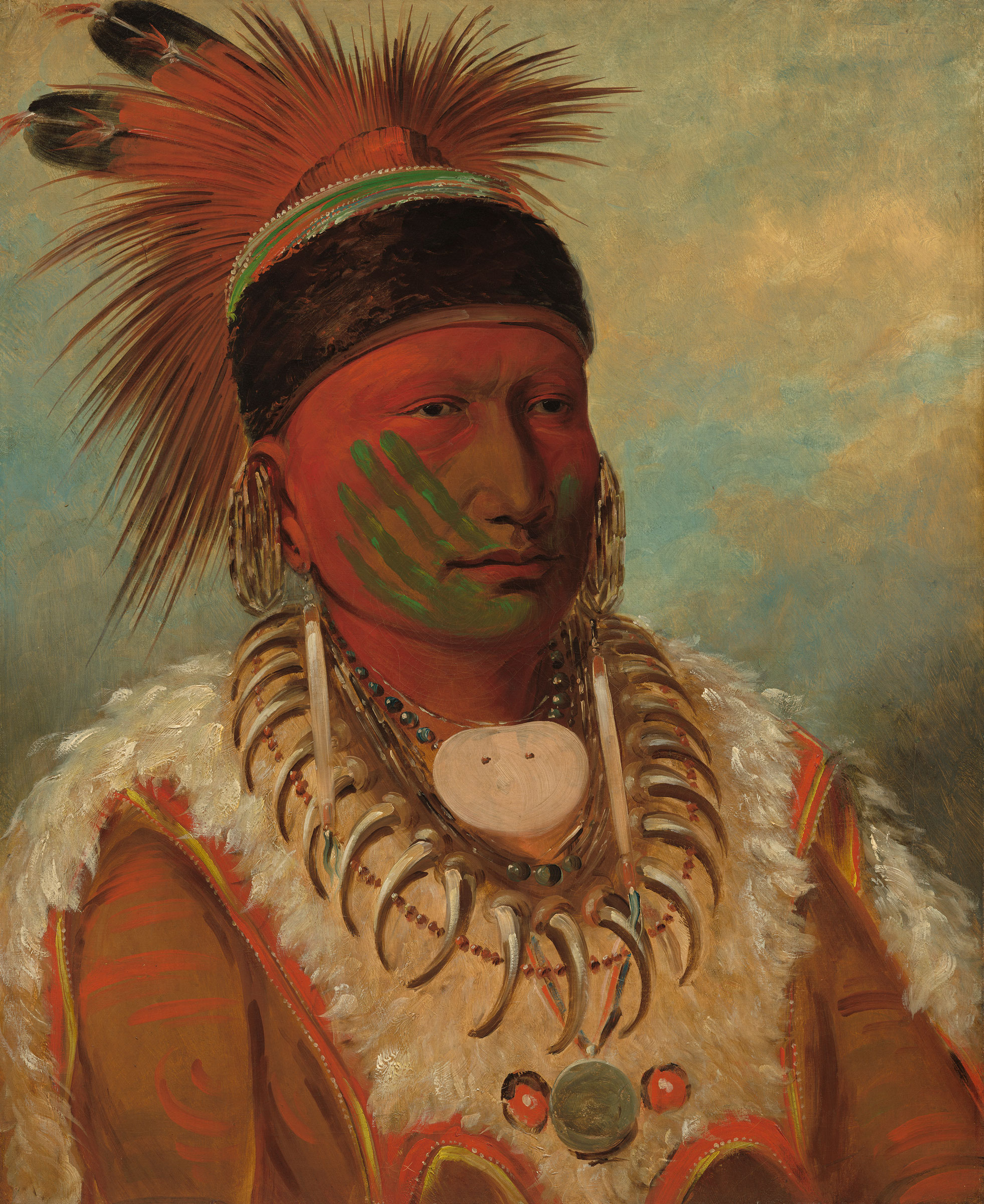 George Catlin (1796-1872), The White Cloud, Head Chief of the Iowas, 1844-1845. Oil on canvas. Overall: 71 x 58 cm. Paul Mellon Collection. 1965.16.347. Courtesy National Gallery of Art, Washington