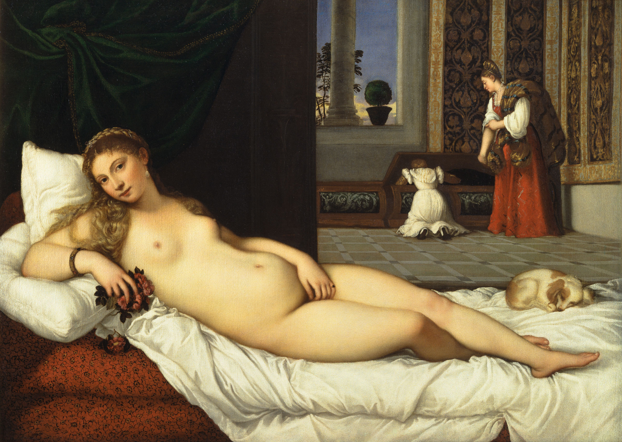 Titian (Tiziano Vecellio),Venus of Urbino, before 1538. Oil on canvas, 119 x 165 cm. Galleria degli Uffizi, Florence. Photo: © Raffaello Bencini / Bridgeman Images