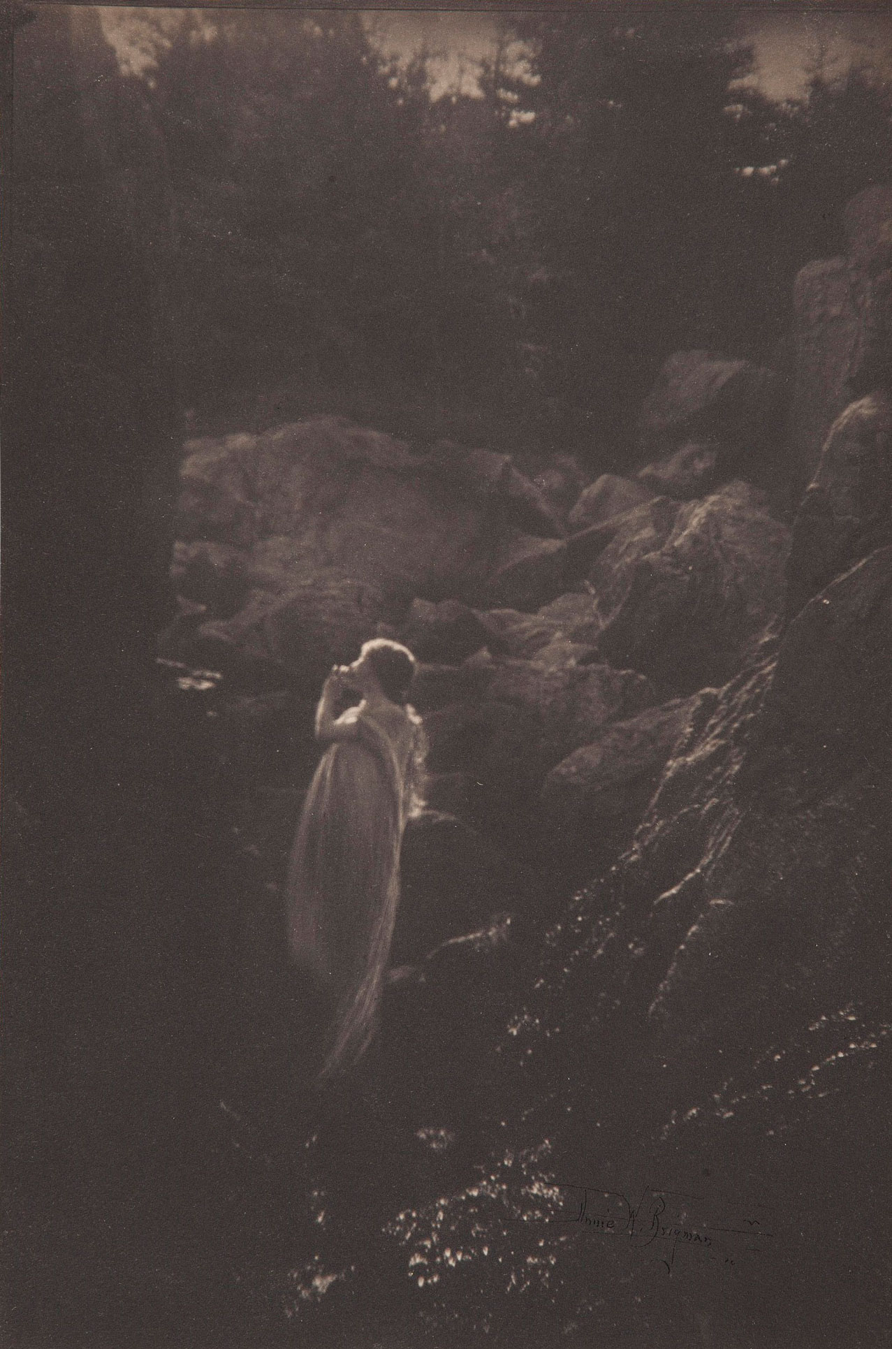 Anne Brigman, Untitled, c. 1910. Platinum print, mounted on tissue. Sheet: 9½ x 6¼ in (24 x 15.8 cm). Estimate: $6,000-8,000. Offered in From Pictorialism into Modernism: 80 Years of Photography, 30 April-13 May, Online