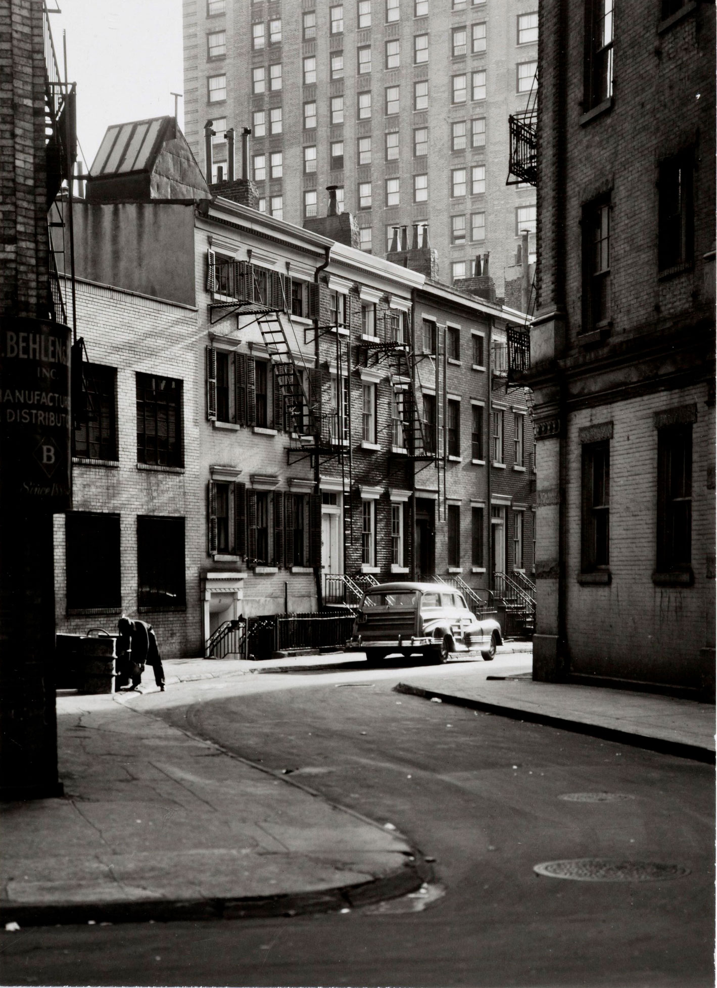 Berenice Abbott, Gay Street’s Twisting Block, c. 1937. Gelatin silver print. Sheet: 6¾ x 5 in (17.1 x 12.7 cm). Estimate: $4,000-6,000. Offered in From Pictorialism into Modernism: 80 Years of Photography, 30 April-13 May, Online