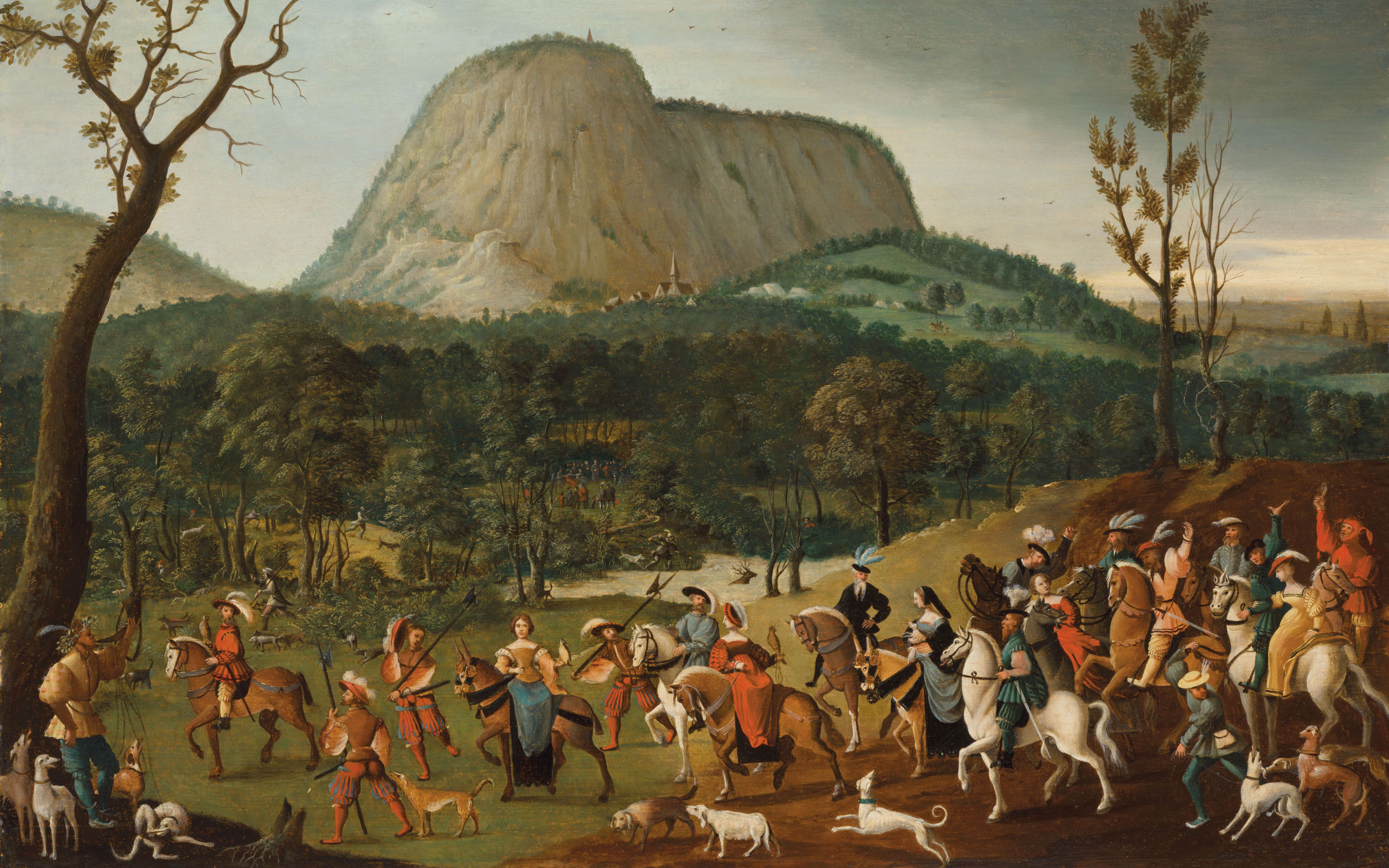 Netherlandish School, c.1530-1540, A merry company out hunting, sold for £50,000 on 30 July 2020 at Christie's Online