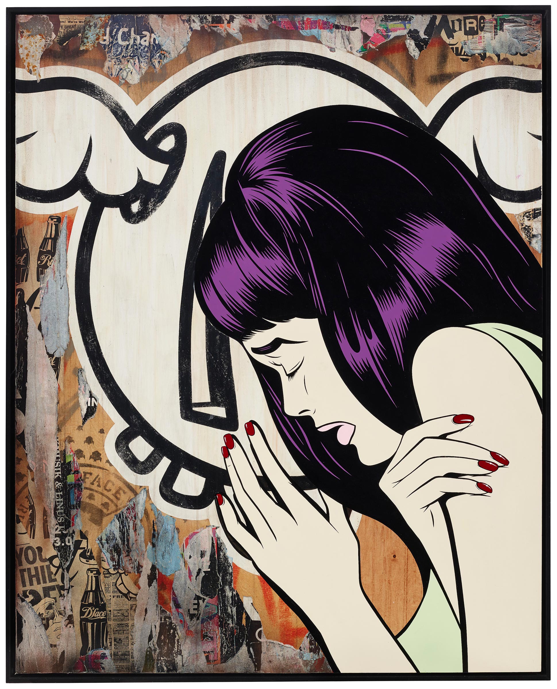 D*FACE（1978年生），《倫敦 &ndash; 洛杉磯》，2014年作。壓克力 彩色紙張拼貼 畫板。60 x 48英寸（152.40 x 121.92公分）。估價：12,000 &ndash; 18,000美元。此拍品將於2020年8月5至19日在網上專場Trespassing呈獻