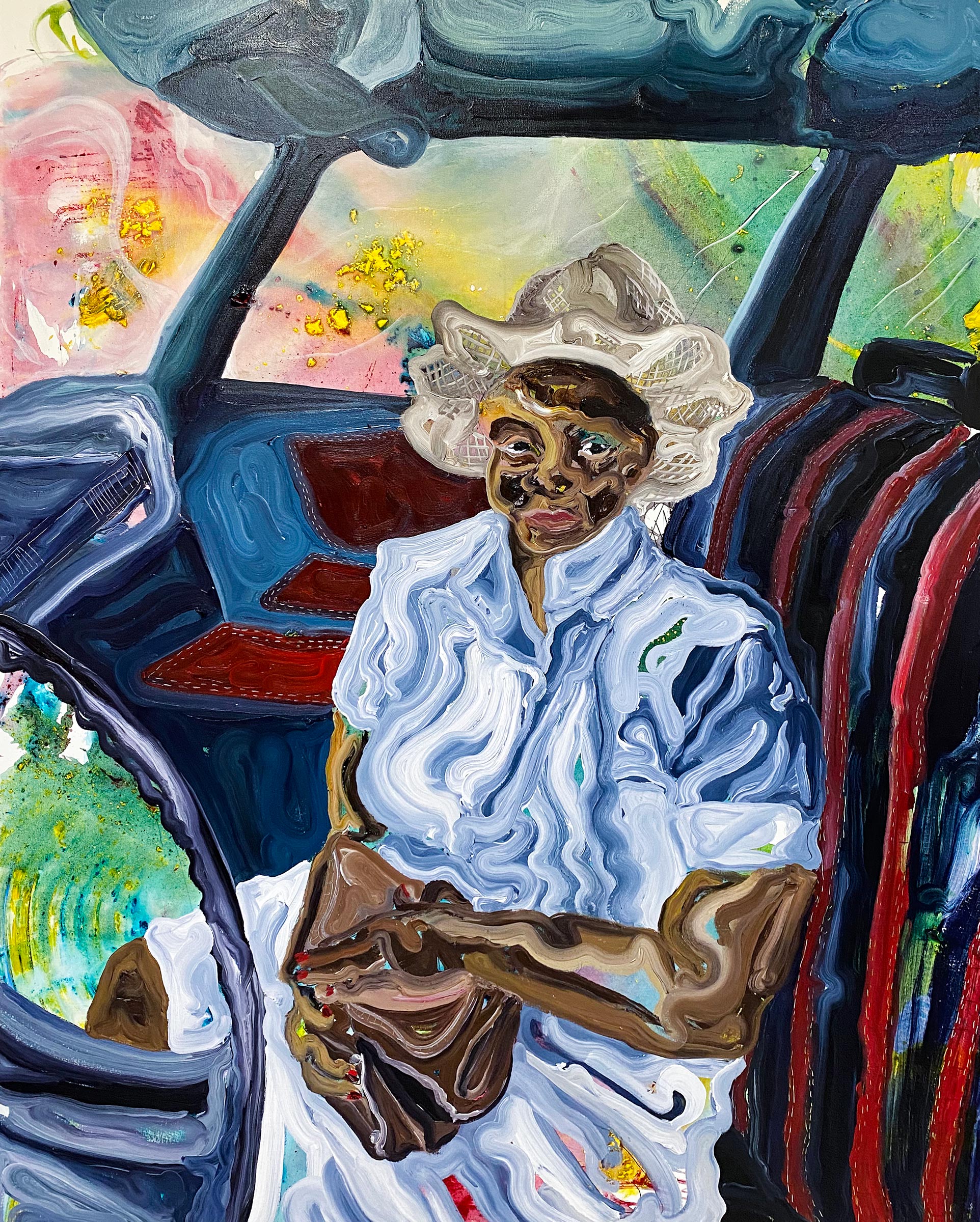 Ludovic Nkoth, Sunday, 2020. Acrylic on canvas. 60 x 48 in (152.4 x 121.9 cm). Courtesy of the artist and Luce Gallery, Turin