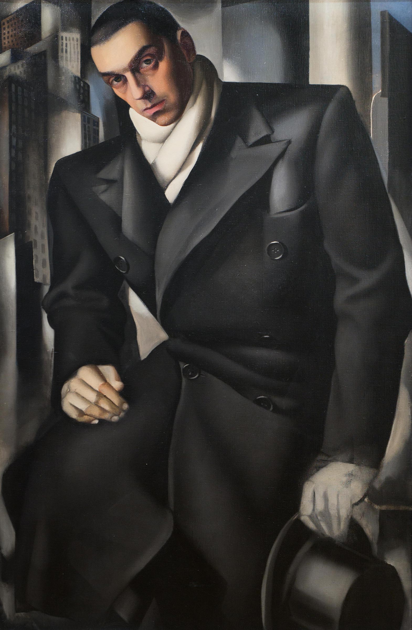 塔瑪拉·德·藍碧嘉，《男子肖像》，1928年作。油彩 畫布。1.3  x 0.805米，龐畢度中心。照片：Centre Pompidou, MNAM-CCI, Dist. RMN-Grand Palais / Georges Meguerditchian。藝術作品：© Tamara de Lempicka Estate, LLC / ADAGP, Paris and DACS, London 2020

