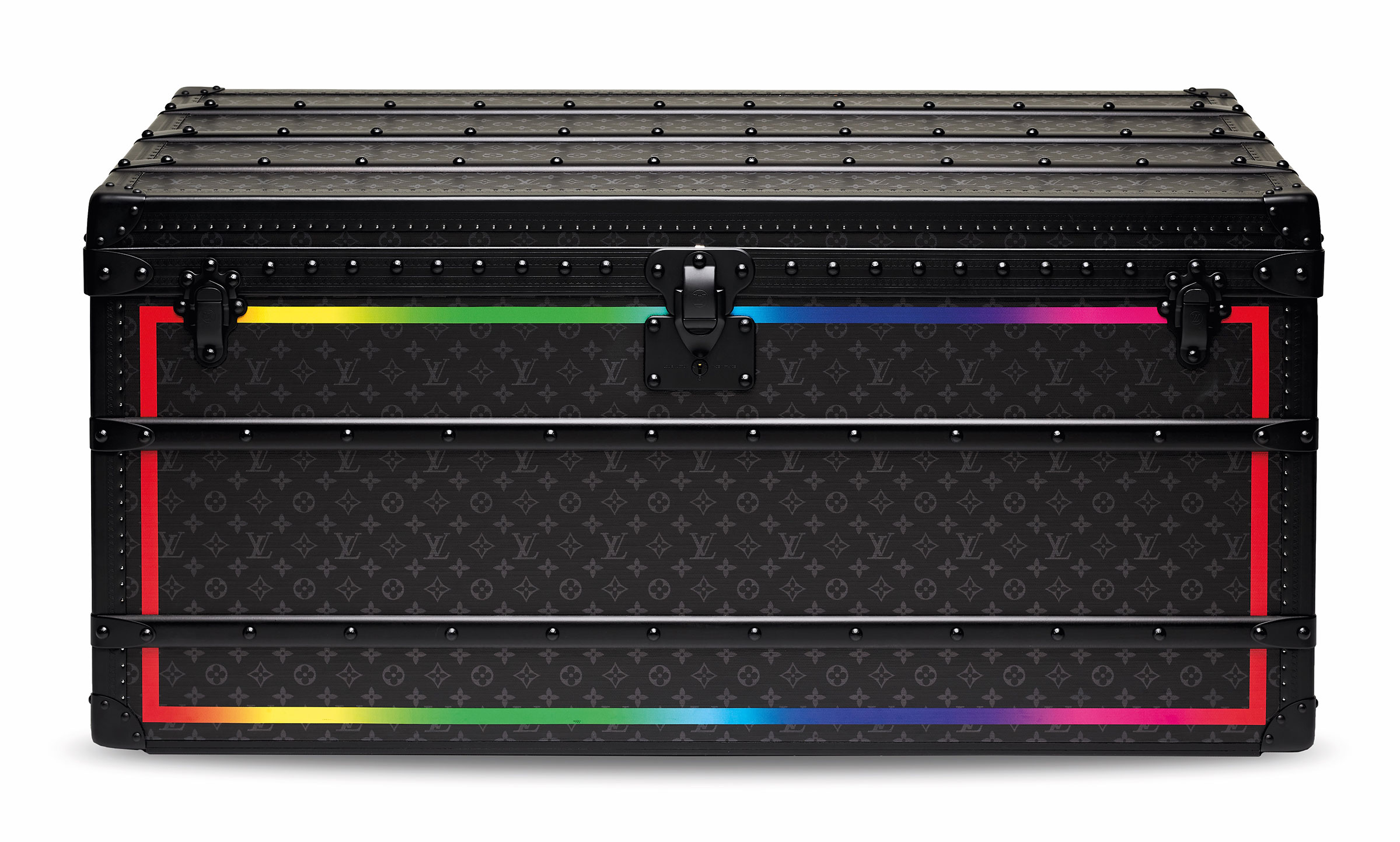 A limited-edition black rainbow monogram Malle Courrier 110 trunk with black hardware by Virgil Abloh, Louis Vuitton, 2019. 110 w x 48 h x 55 d cm. Estimate: HK$400,000-500,000. Offered in Handbags & Accessories on 27 November 2020 at Christie’s in Hong Kong
