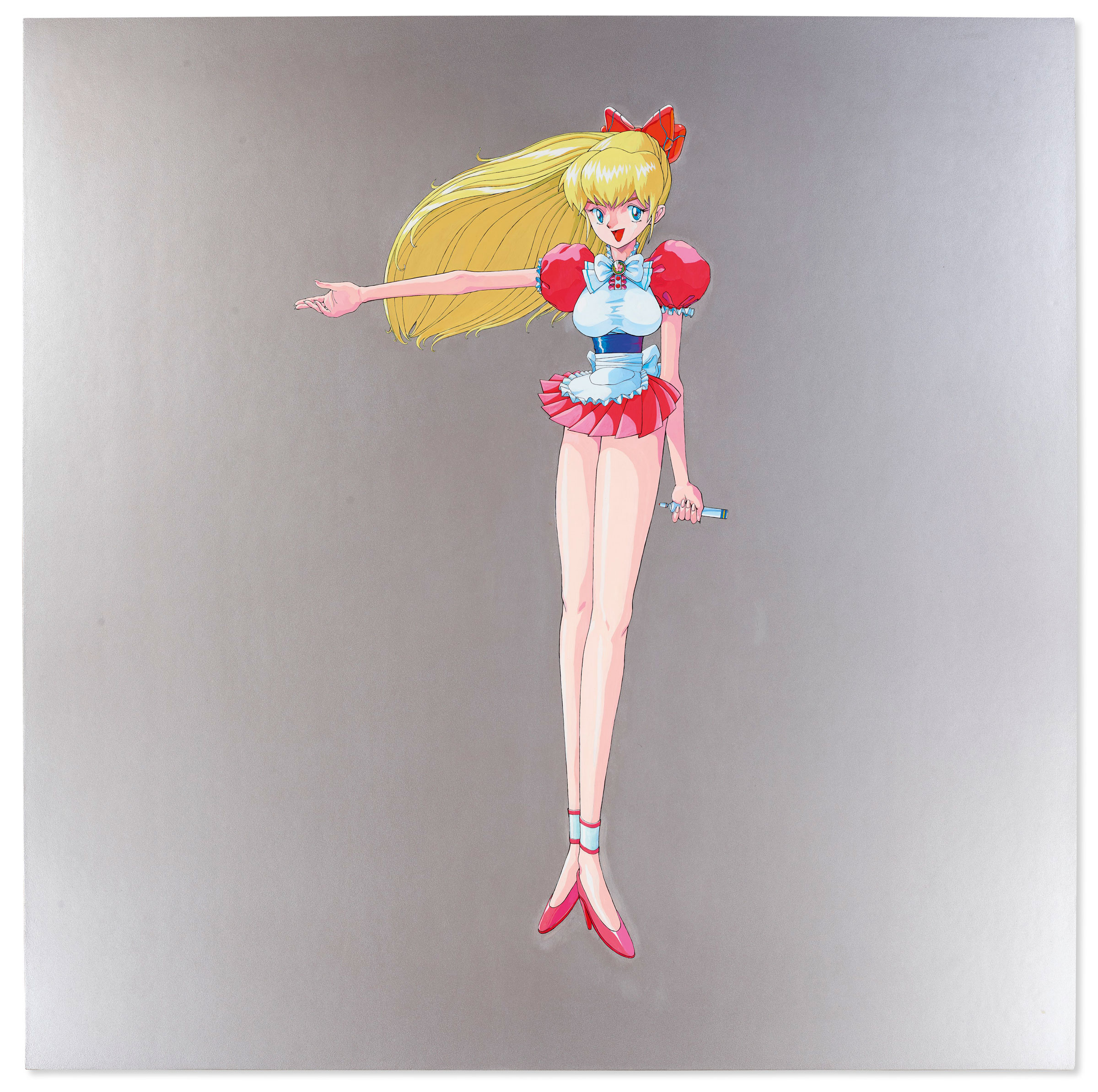 村上隆(1962年生),《Miss ko2》,1996年作。压克力 画布 裱于木板。122 x 122公分(48 x 48英寸)。估价:2,000,000-3,000,000港元。此作将于12月2日在「香港 – 纽约:现当代联合夜拍」中呈献