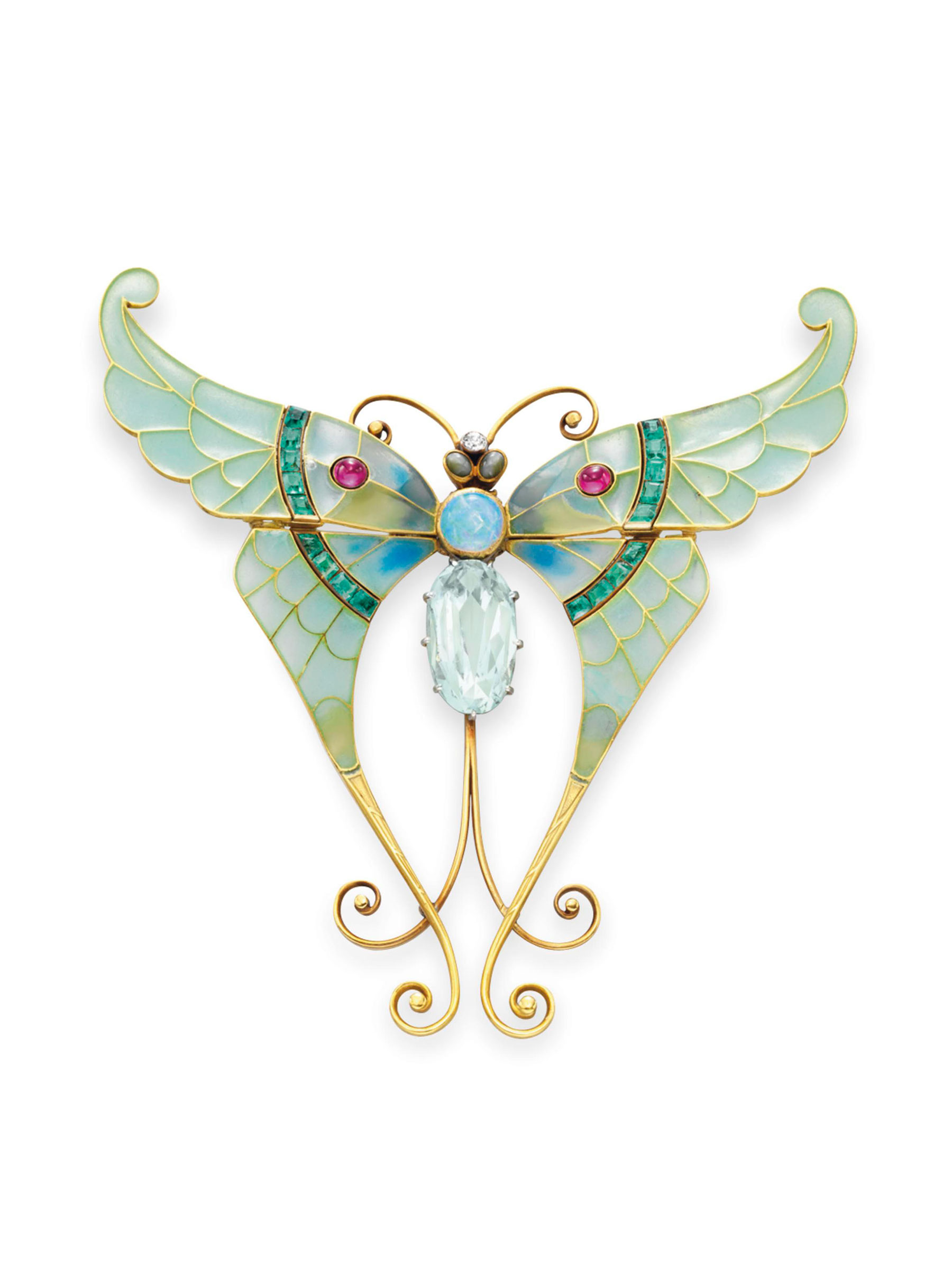 An Art Nouveau enamel and multi-gem Butterfly, by Boucheron. Sold for $122,500 on 13 December 2011 at Christie’s in New York