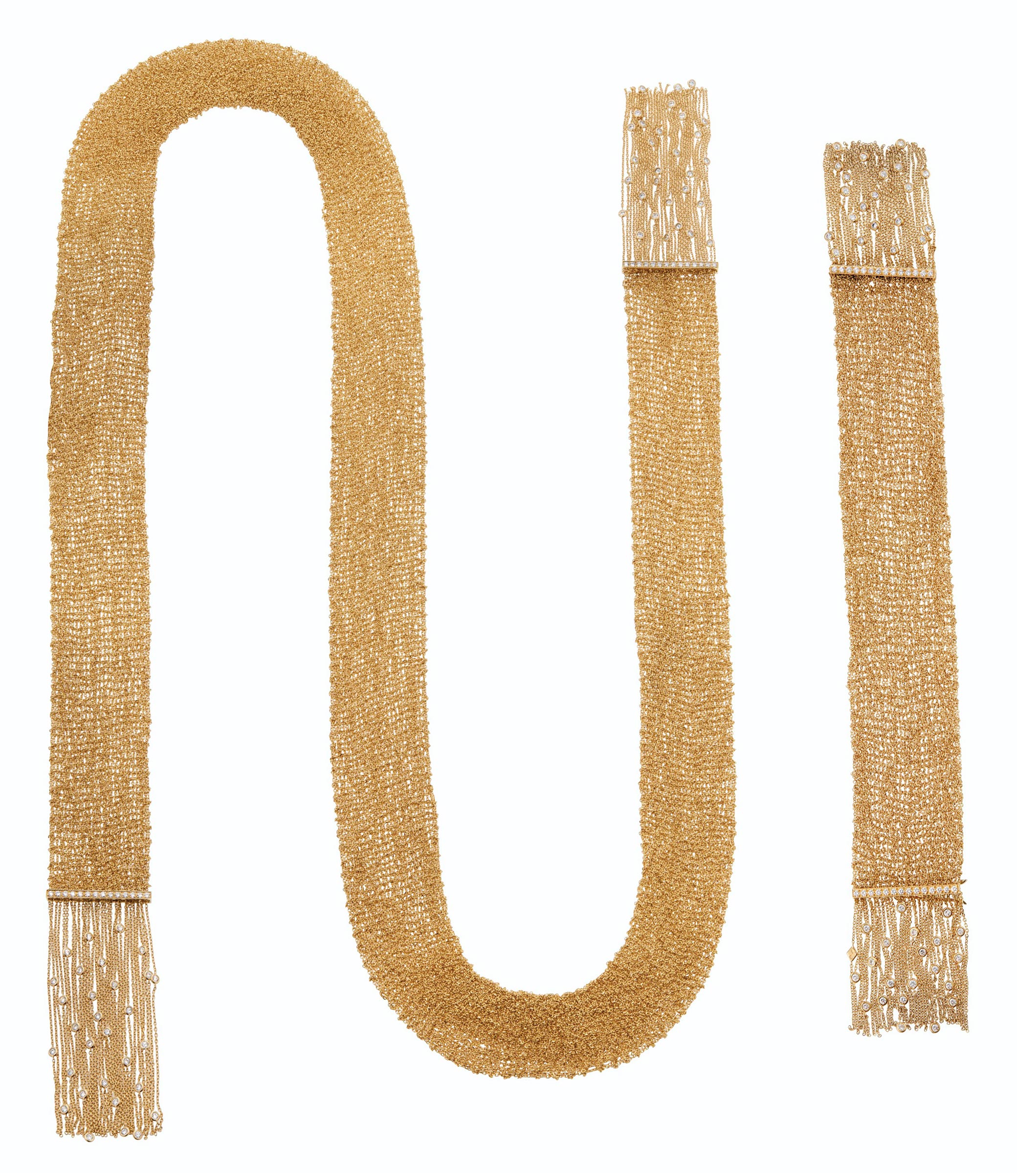 Set of gold and diamond ‘Delilah’ scarf jewellery, Boucheron. Estimate: $15,000-20,000. Offered in Magnificent Jewels on 8 December 2020 at Christie’s in New York