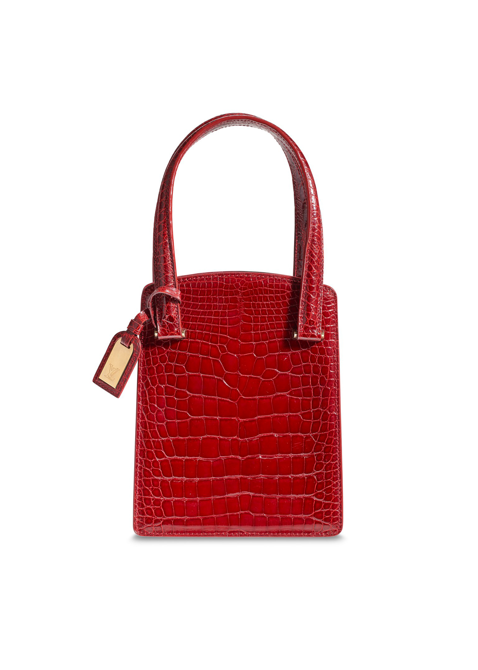 A shiny burgundy crocodile Ondine bag with gold hardware, Louis Vuitton, 1999, from the collection of Susan Casden. 16 w x 19 h x 8 d cm. Offered in Handbags & Accessories Online: The New York Edition, 24 November-10 December 2020, Online