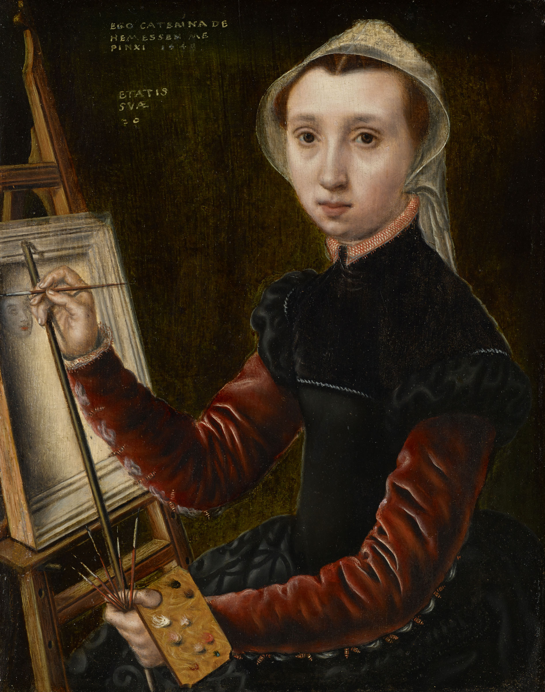 Catharina van Hemessen, Selbstbildnis an der Staffelei (Self-Portrait at the Easel), 1548. Oil on panel. 32 x 25cm. Kunstmuseum Basel, Schenkung der Prof. J.J. Bachofen-Burckhardt-Stiftung 2015, Inv. 1361