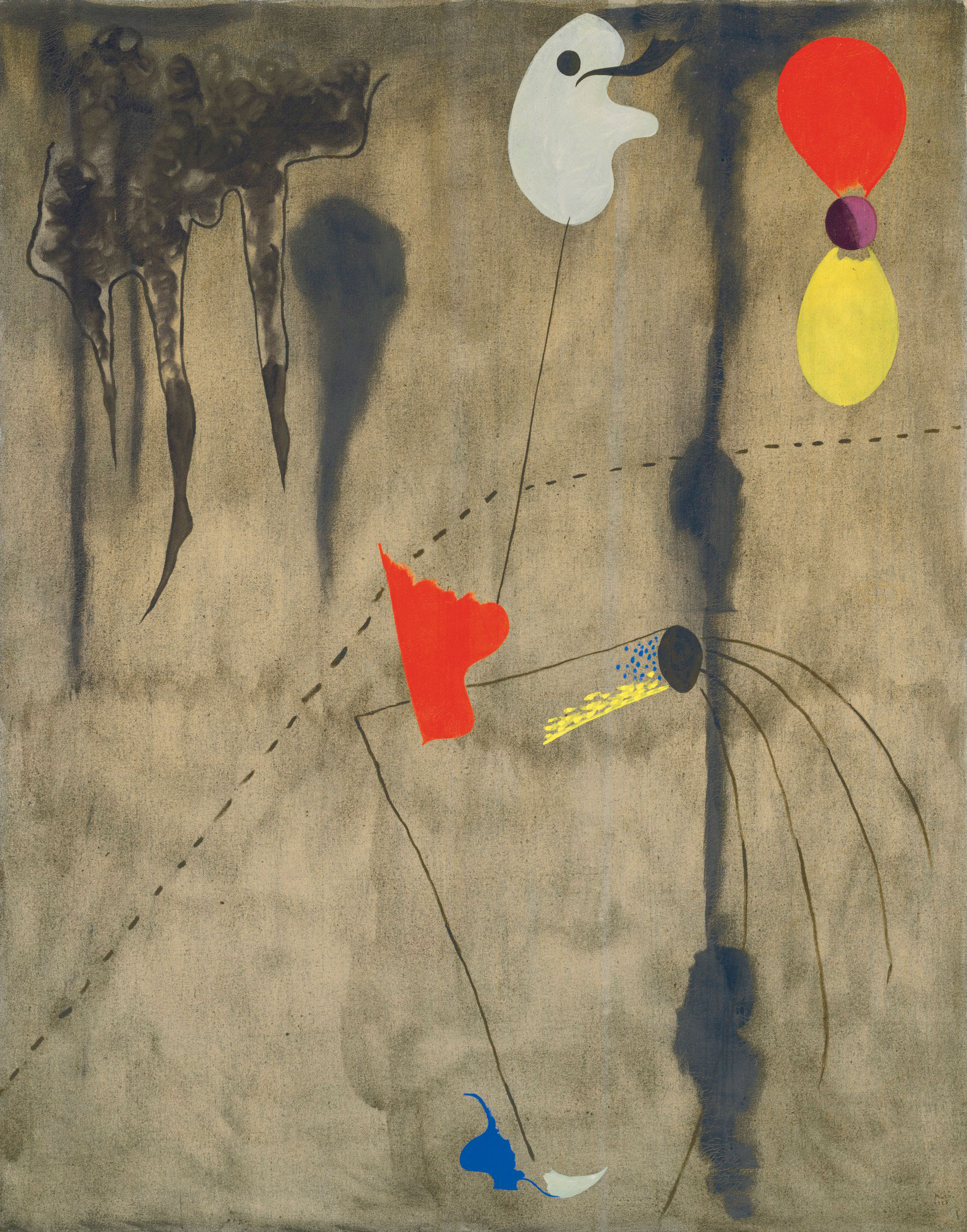 胡安‧米罗(1893-1983)，《画作》，1925年作。油彩 画布。57&frac12; x 45英寸(146 x 114.3公分)。估价︰9,000,000-14,000,000英镑。此作将于3月23日在佳士得伦敦超现实主义艺术拍卖中呈献