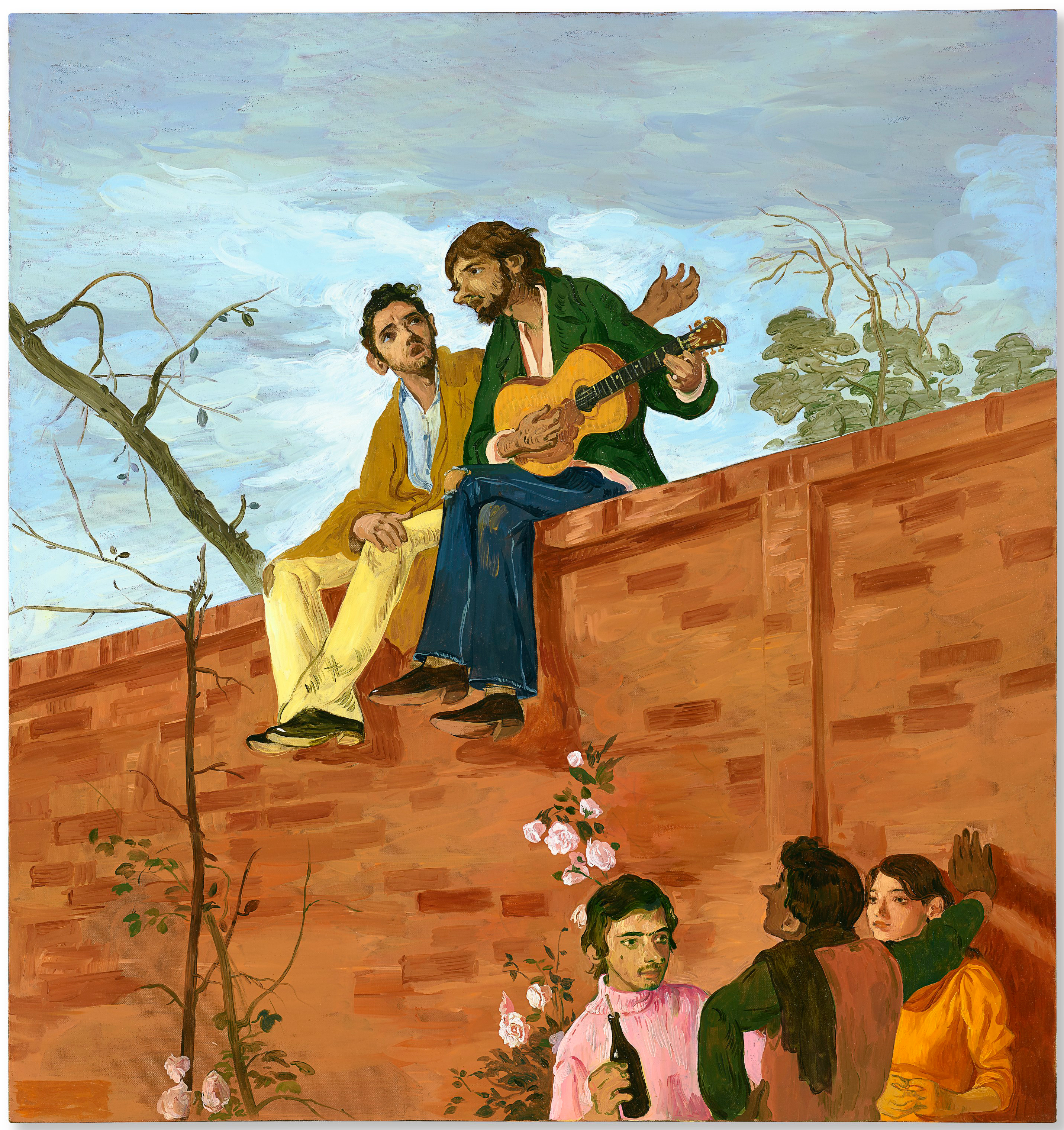 Salman Toor (b. 1983), The Singers, 2019. Oil on canvas. 35 x 33 in (88.9 x 83.8 cm). Estimate: $100,000-150,000. Offered in Post War to Present  on 9 March 2021