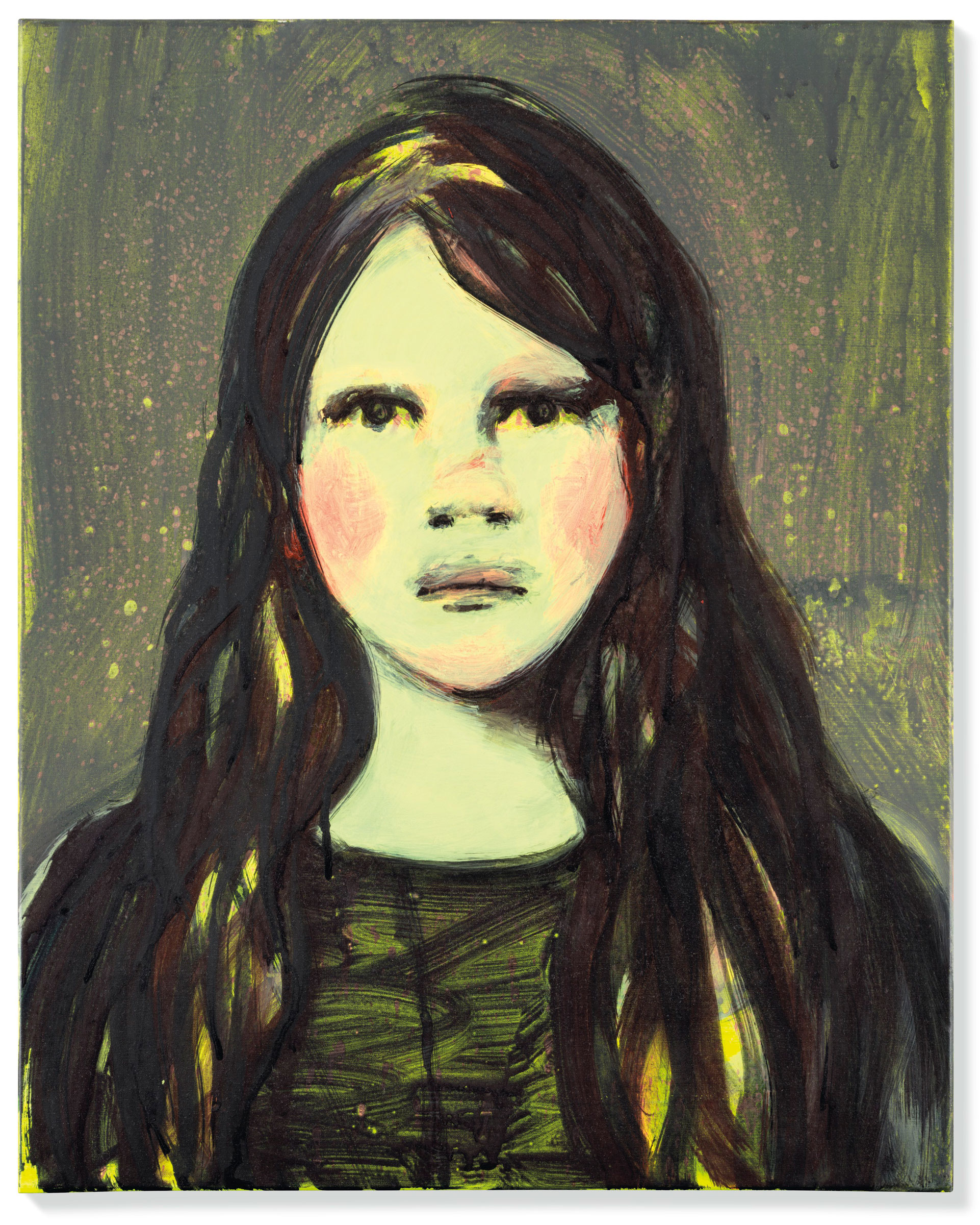 Claire Tabouret (b. 1981), Les Madones (&eacute;tude 3) (The Madonnas (Study 3)), 2014. Oil and flourescent paint on canvas. 19&frac34; x 15&frac34; in (50.1 x 40 cm). Sold for £112,500 on 25 March 2021 at Christie’s in London