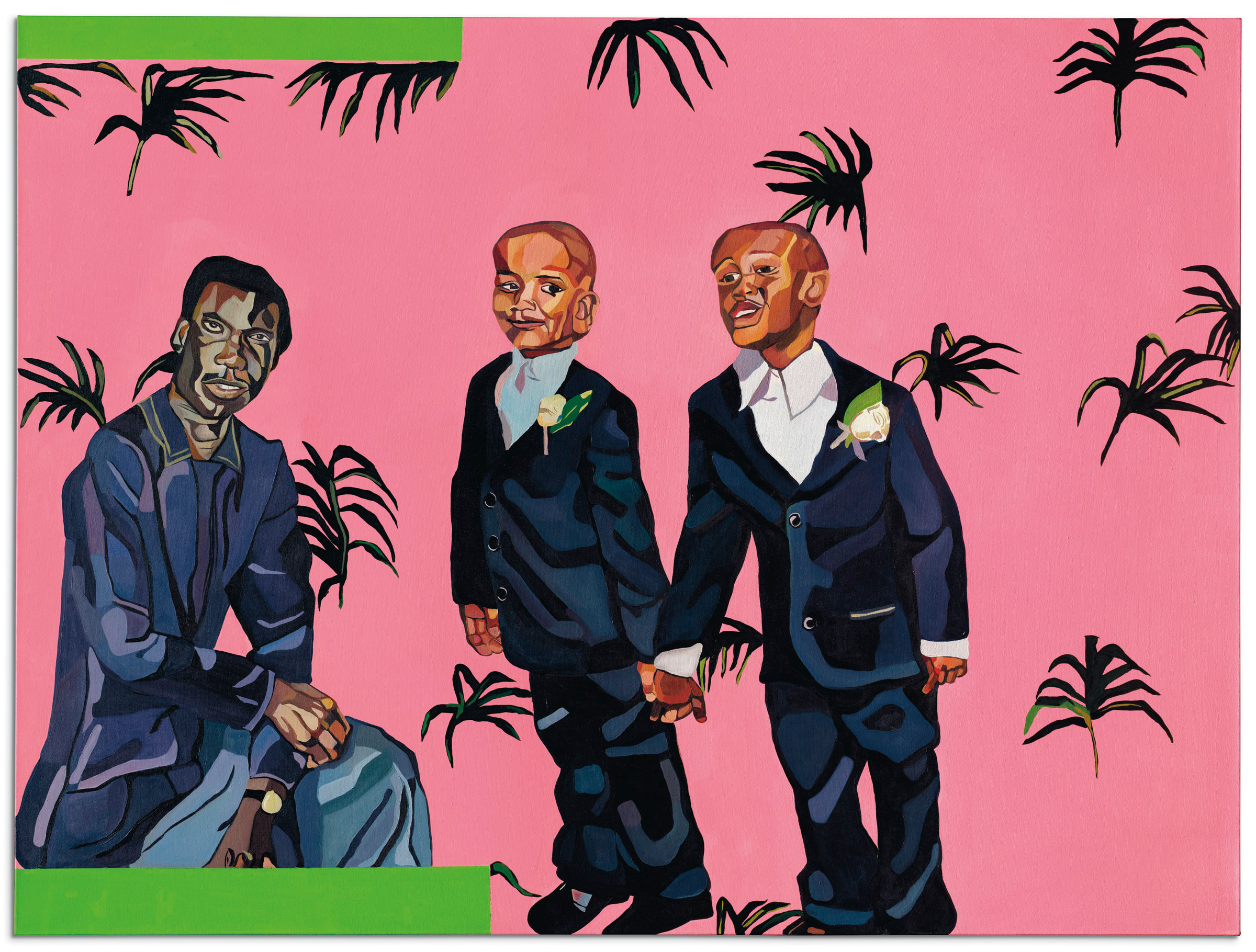 Joy Labinjo (b. 1994), No Wahala, 2019. Oil on canvas. 78⅞ x 59⅛ in (200.3 x 150.2 cm). Sold for £150,000 on 23 March 2021 at Christie’s in London