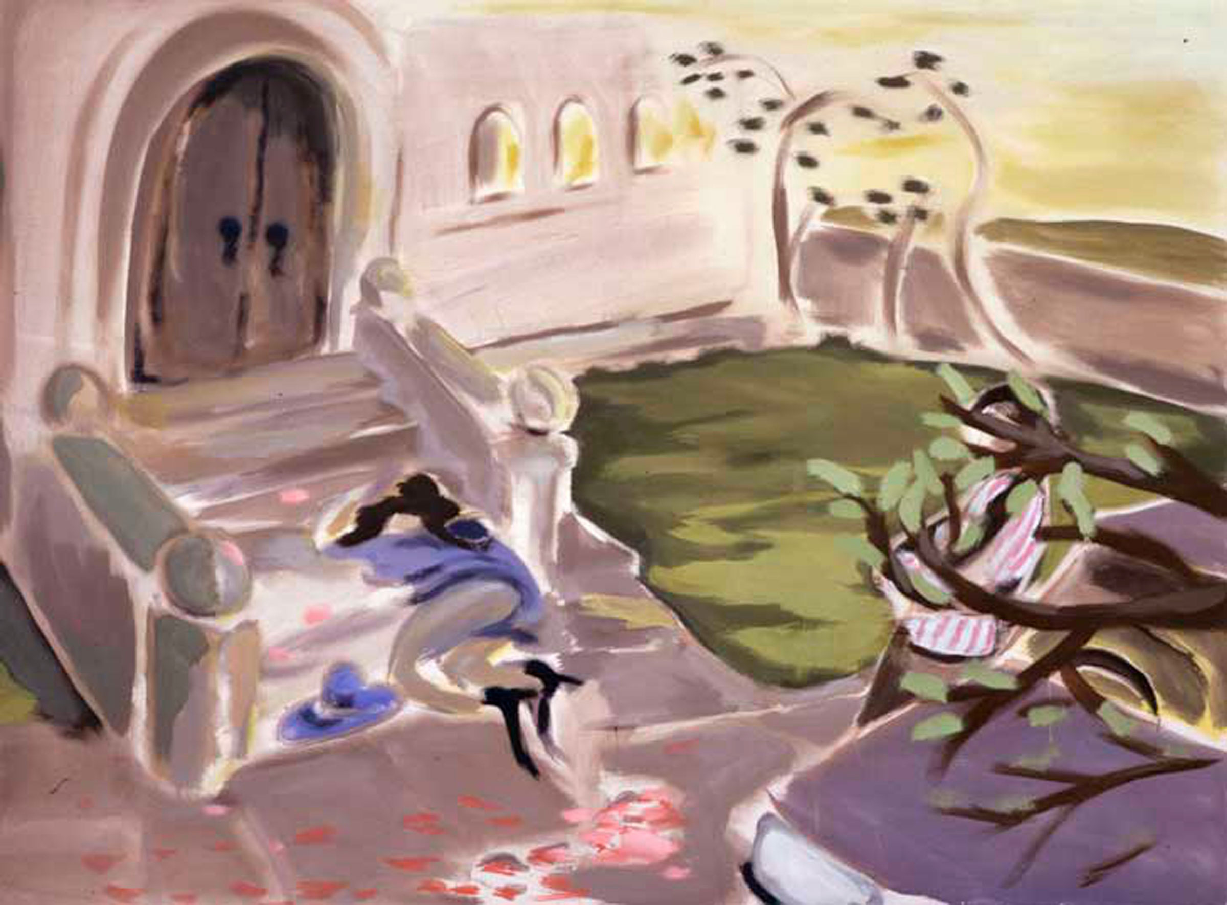 Sophie von Hellermann (b. 1975), These Things Happened Last Winter, Sir, 2001. Acrylic on canvas. 67 x 90&frac12; in (170.2 x 230 cm). Sold for £6,250 on 30 March 2021, Online